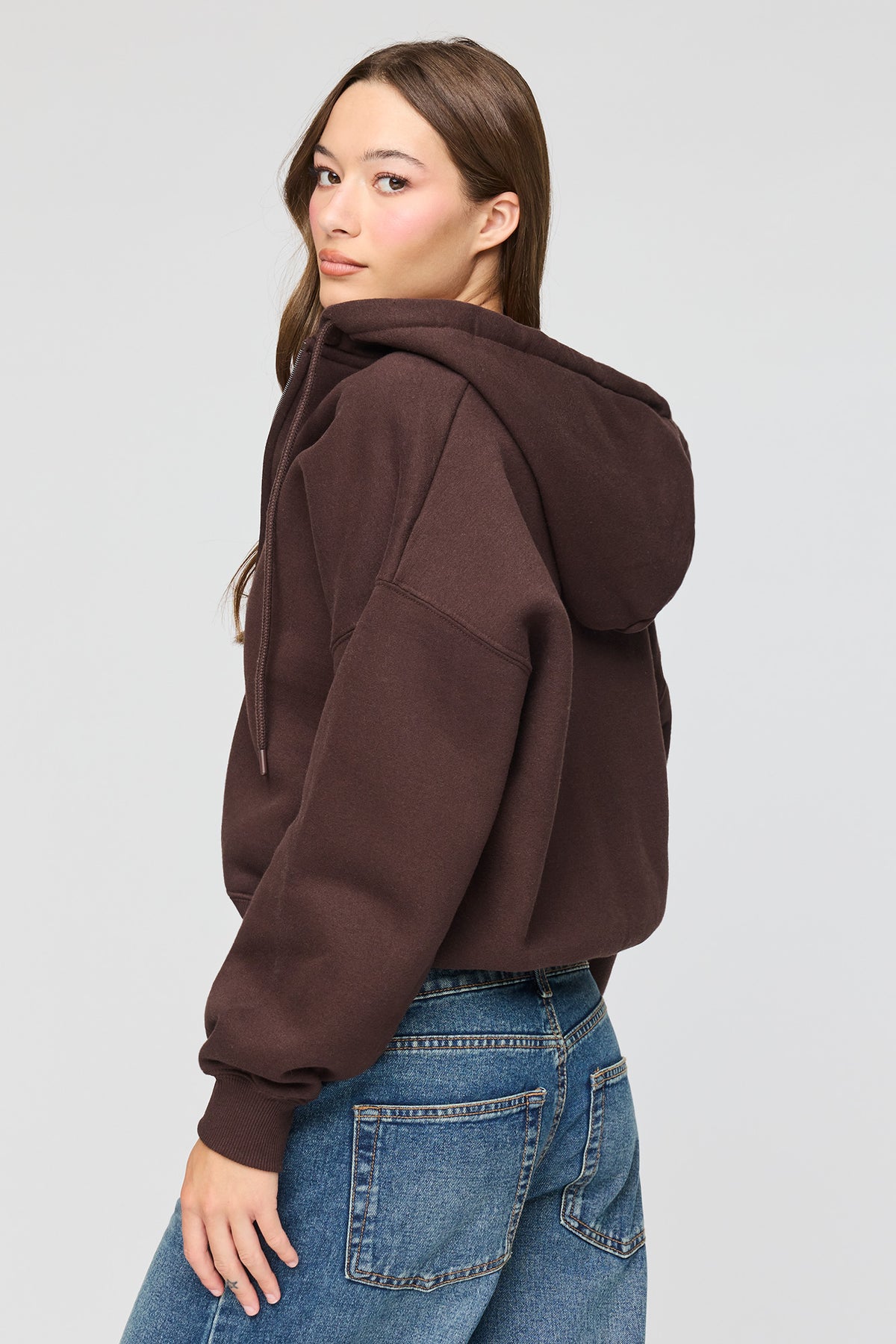 Alt View 2. Luxe Fleece Favourite Zip Hoodie - Brown