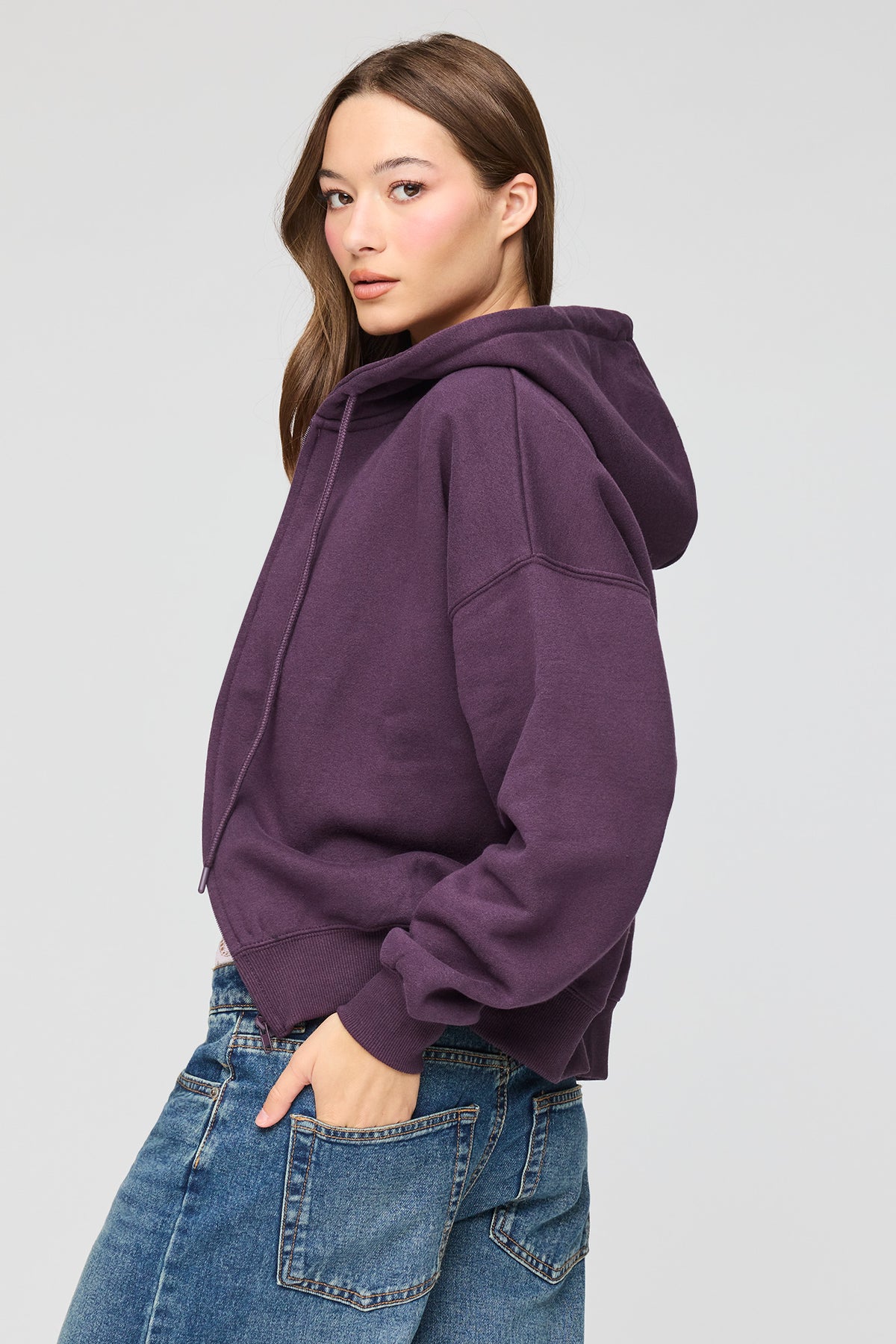 Alt View 2. Luxe Fleece Favourite Zip Hoodie - Purple