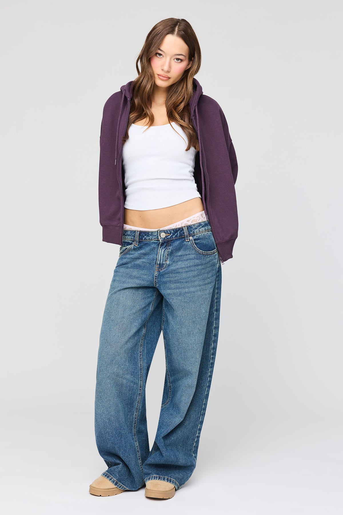 Alt View 3. Luxe Fleece Favourite Zip Hoodie - Purple