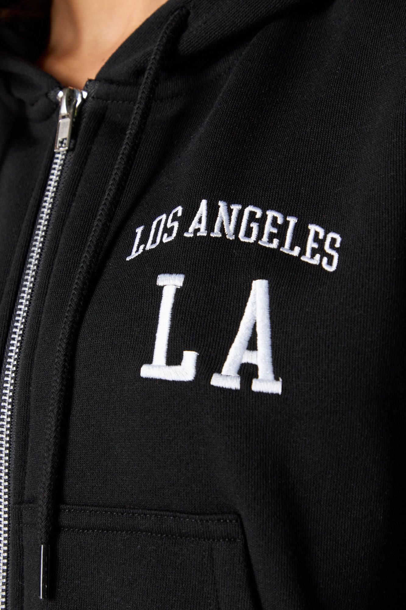 Destination Embroidered Zip-Up Cropped Hoodie