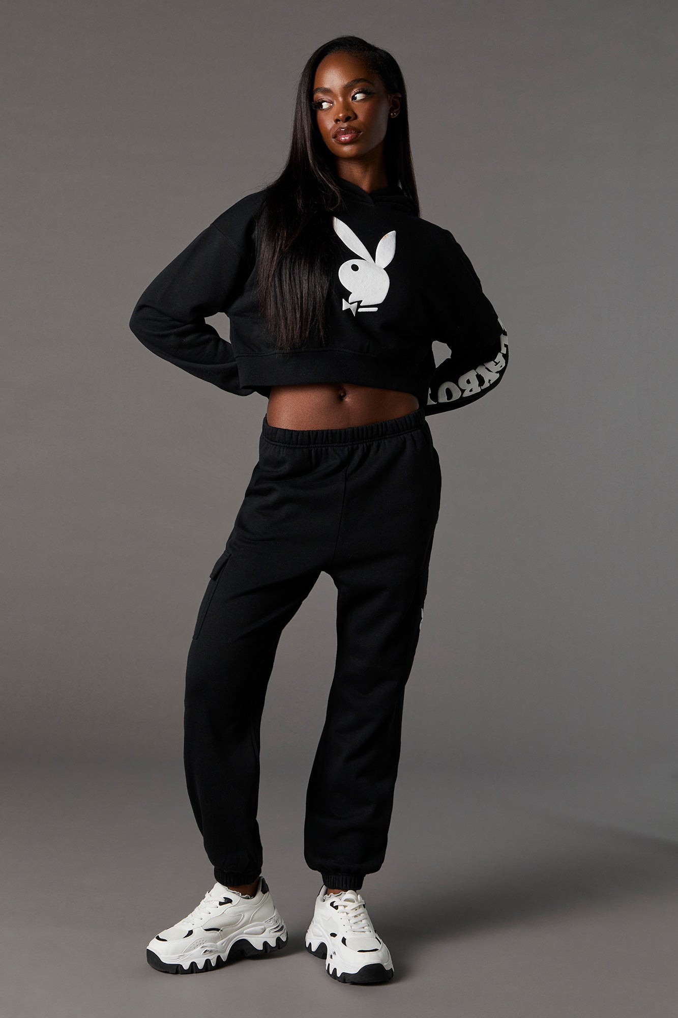 Playboy Graphic Fleece Cropped Hoodie