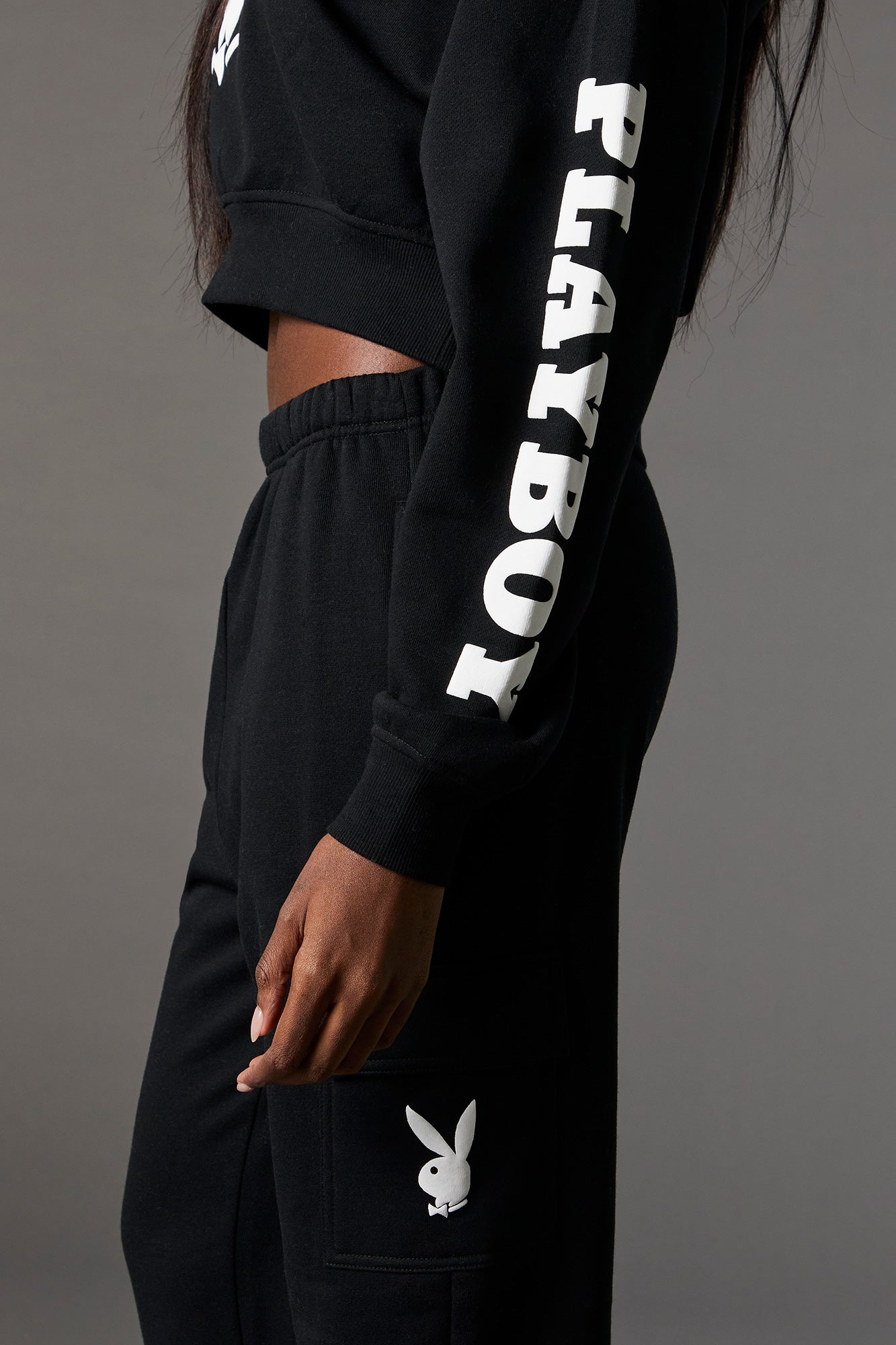 Playboy Graphic Fleece Cropped Hoodie