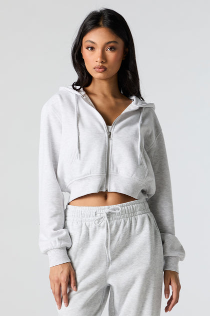 Fleece Zip Up Cropped Hoodie Urban Planet