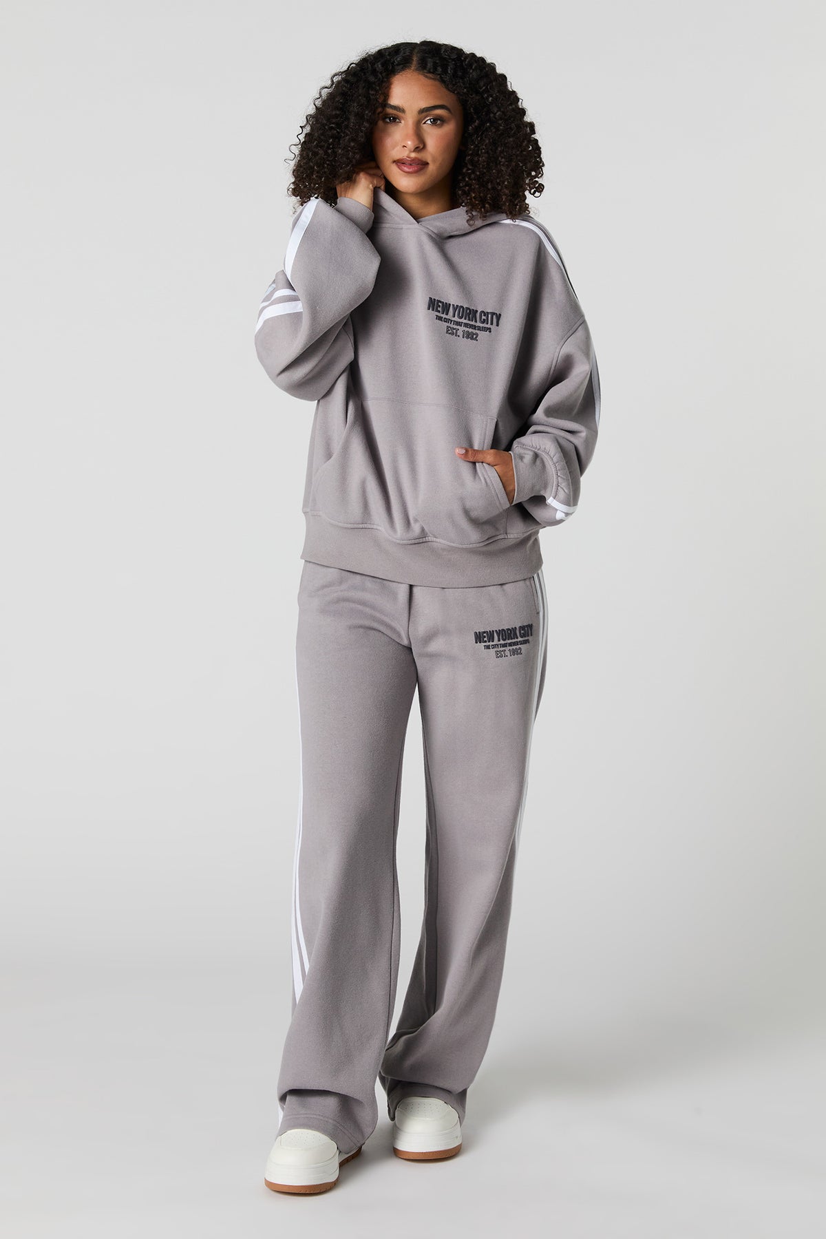 Alt View 3. City Graphic Fleece Hoodie - Dark Grey