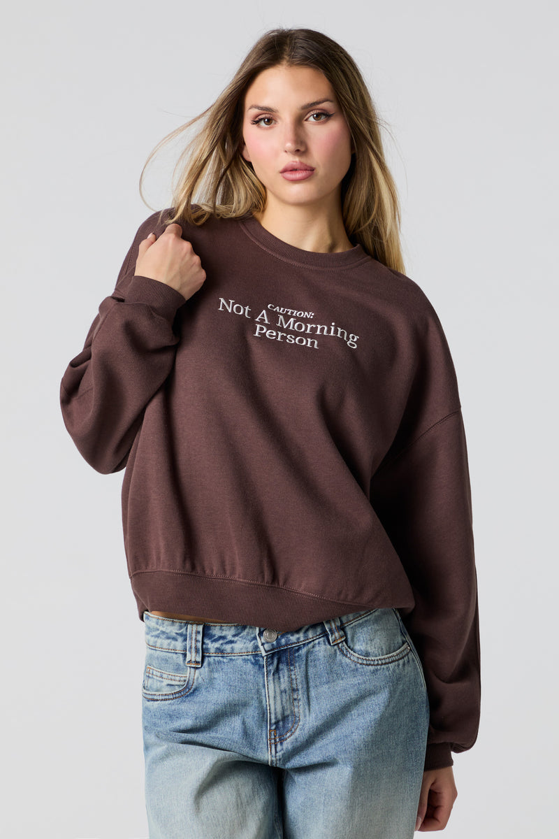 Chandail en molleton carré à broderie Not A Morning Person