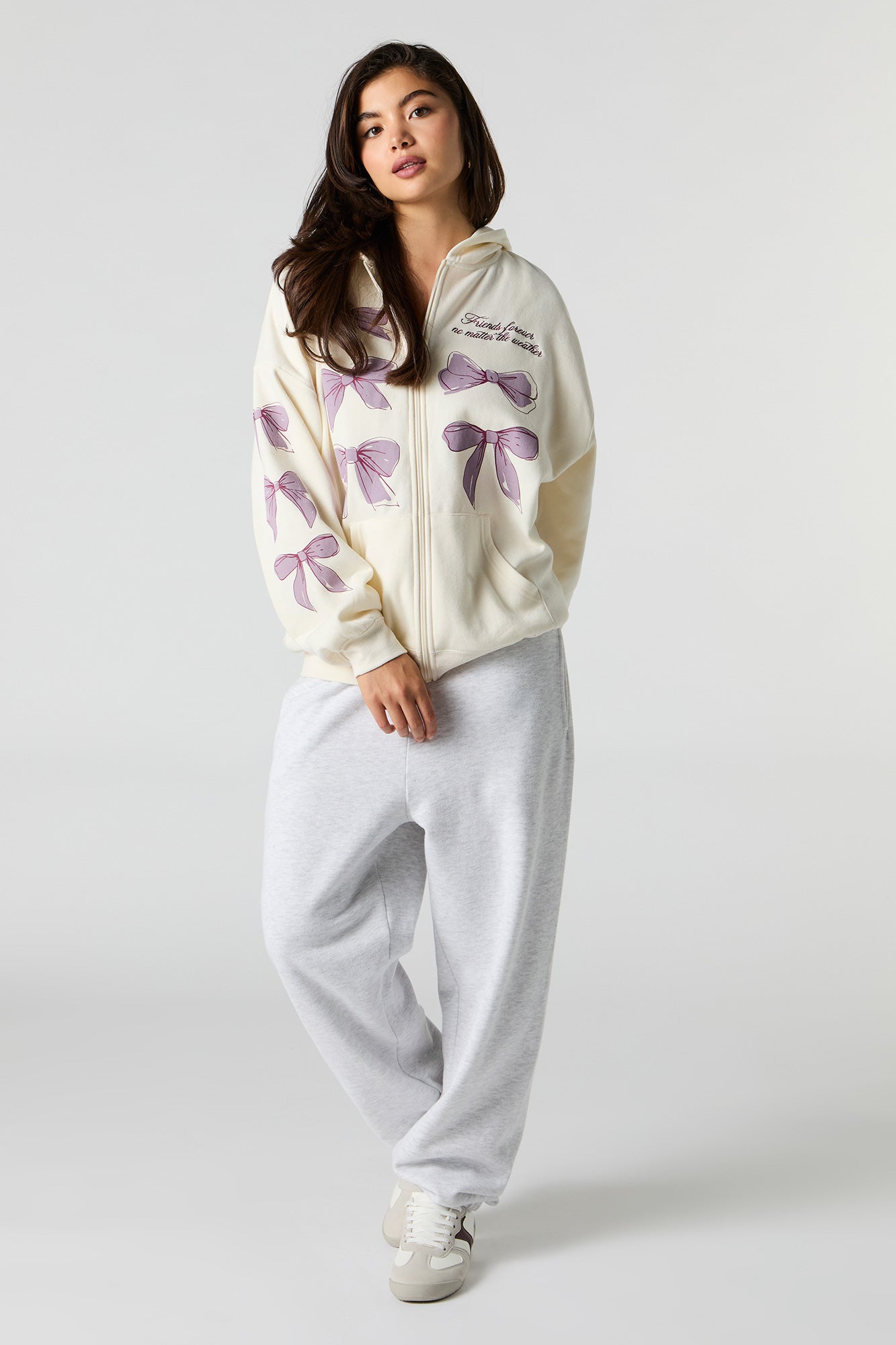 Oversized Bow Graphic Zip-Up Hoodie – Urban Planet