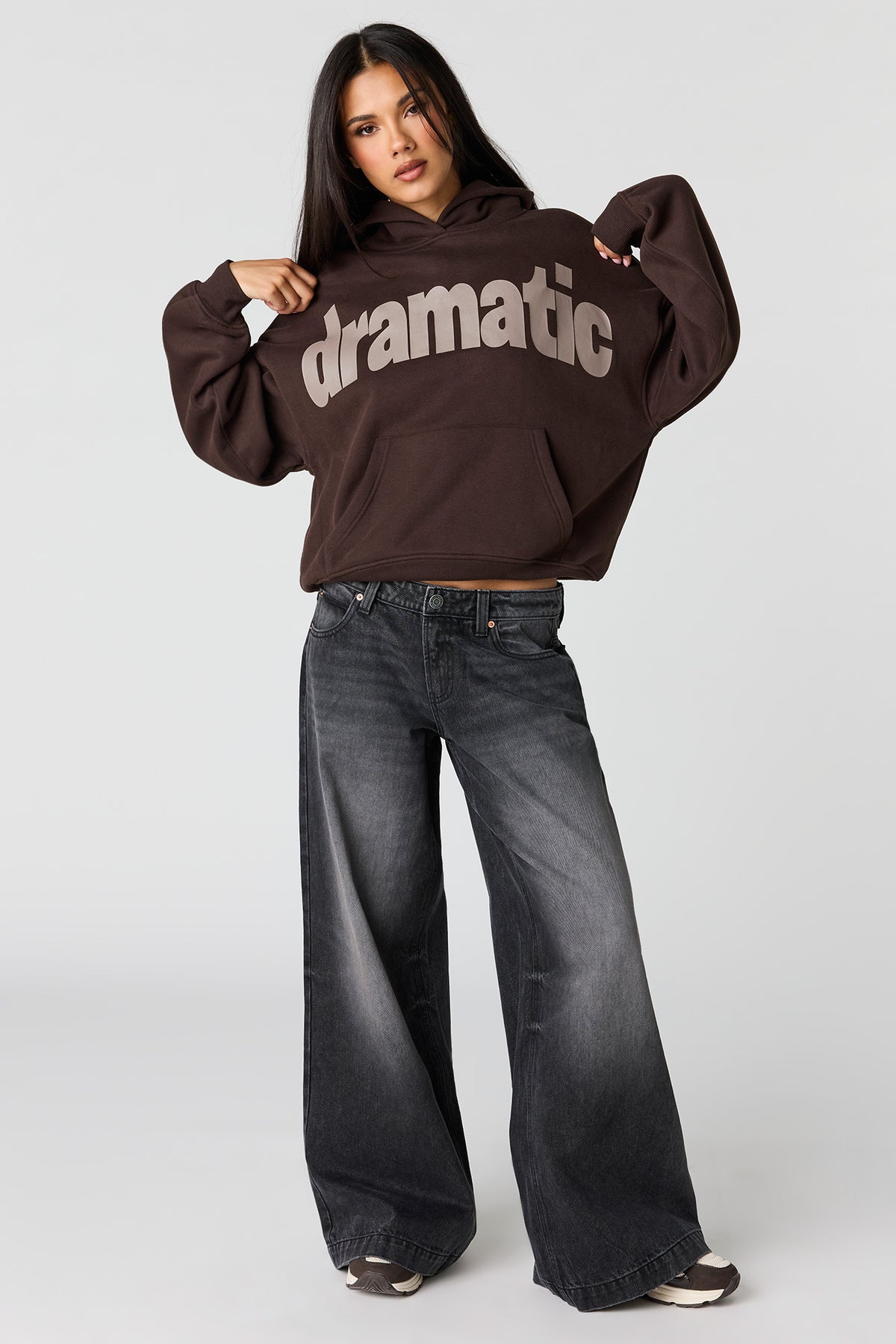 Alt View 3. Luxe Fleece Graphic Boyfriend Hoodie - Brown