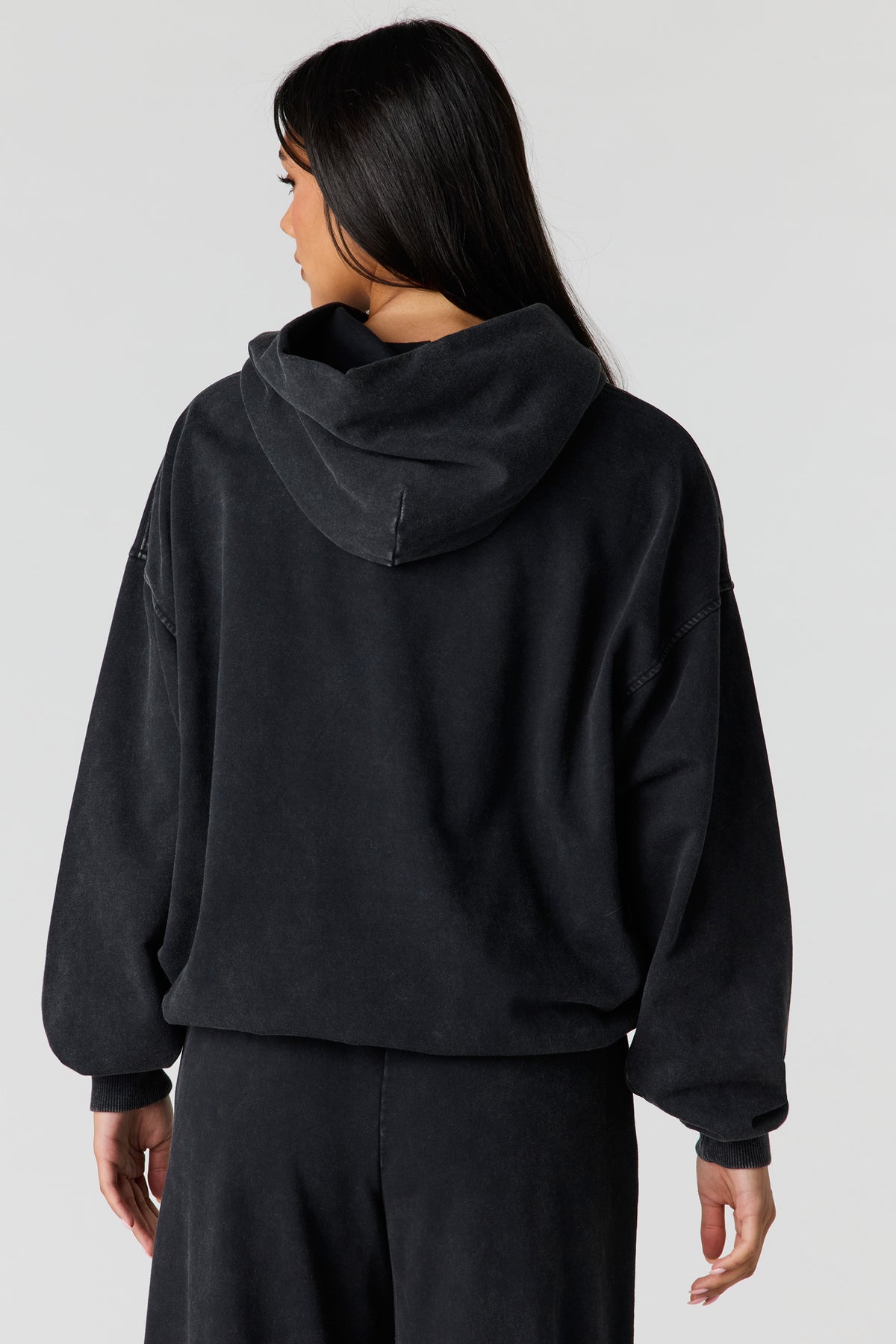 Alt View 2. Luxe Fleece Washed Favourite Hoodie - Solid Black