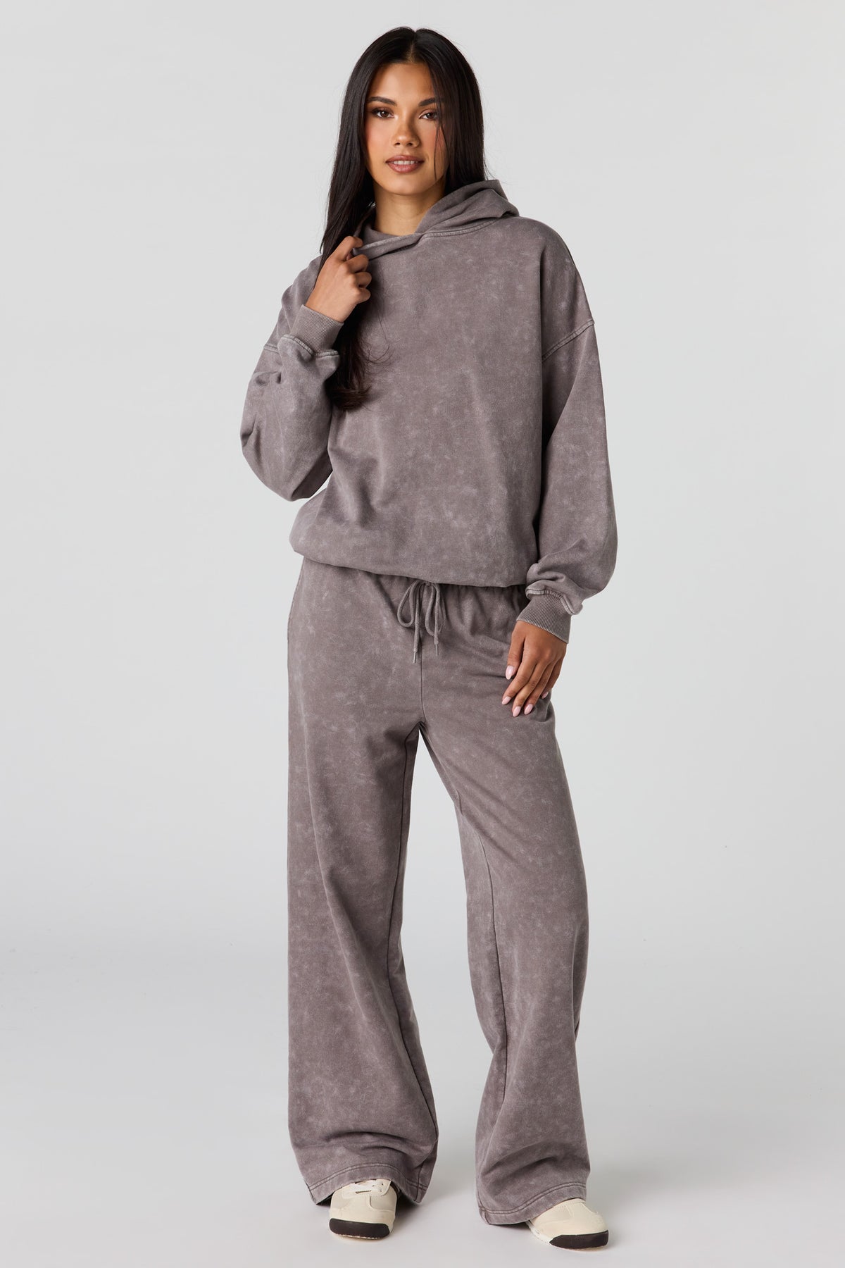 Alt View 3. Luxe Fleece Washed Favourite Hoodie - Sand