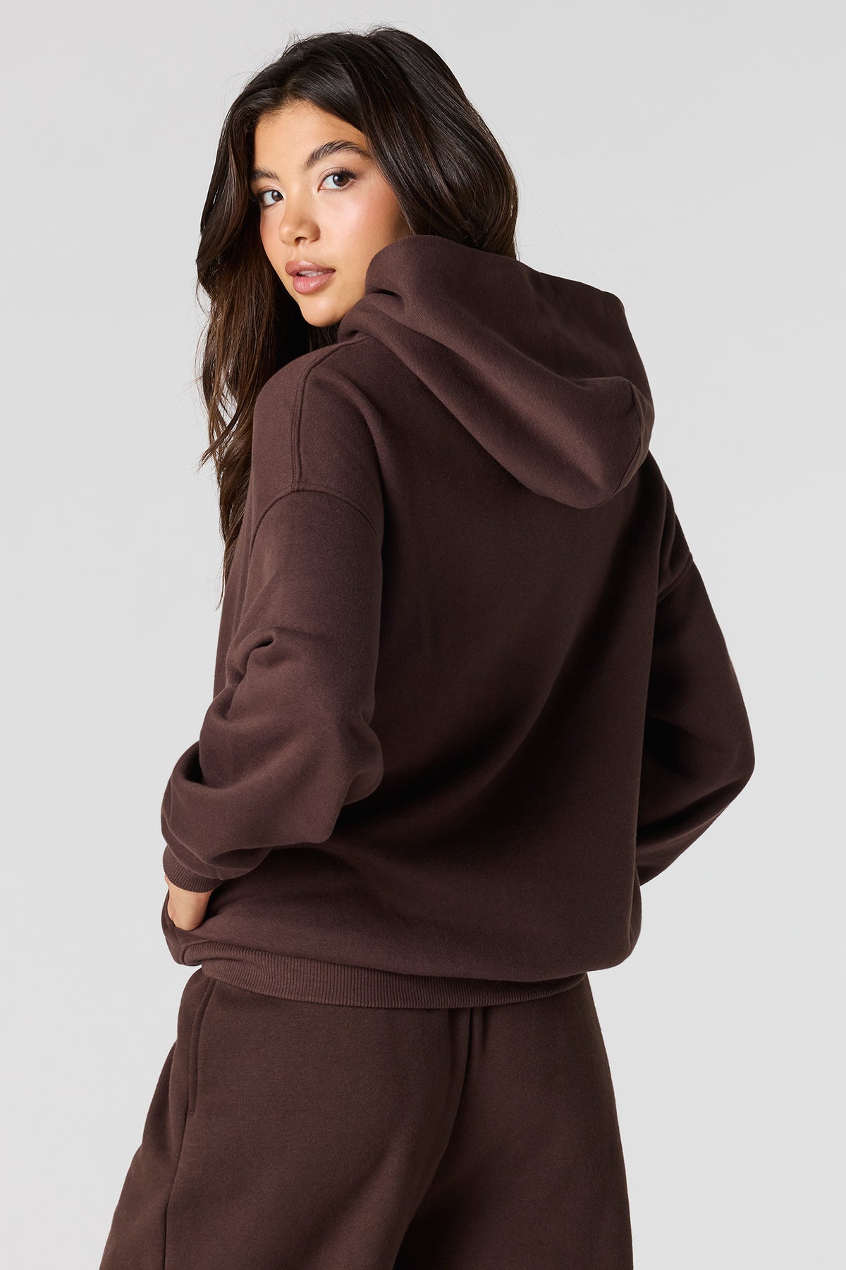 Alt View 2. Luxe Fleece Favourite Hoodie - Brown