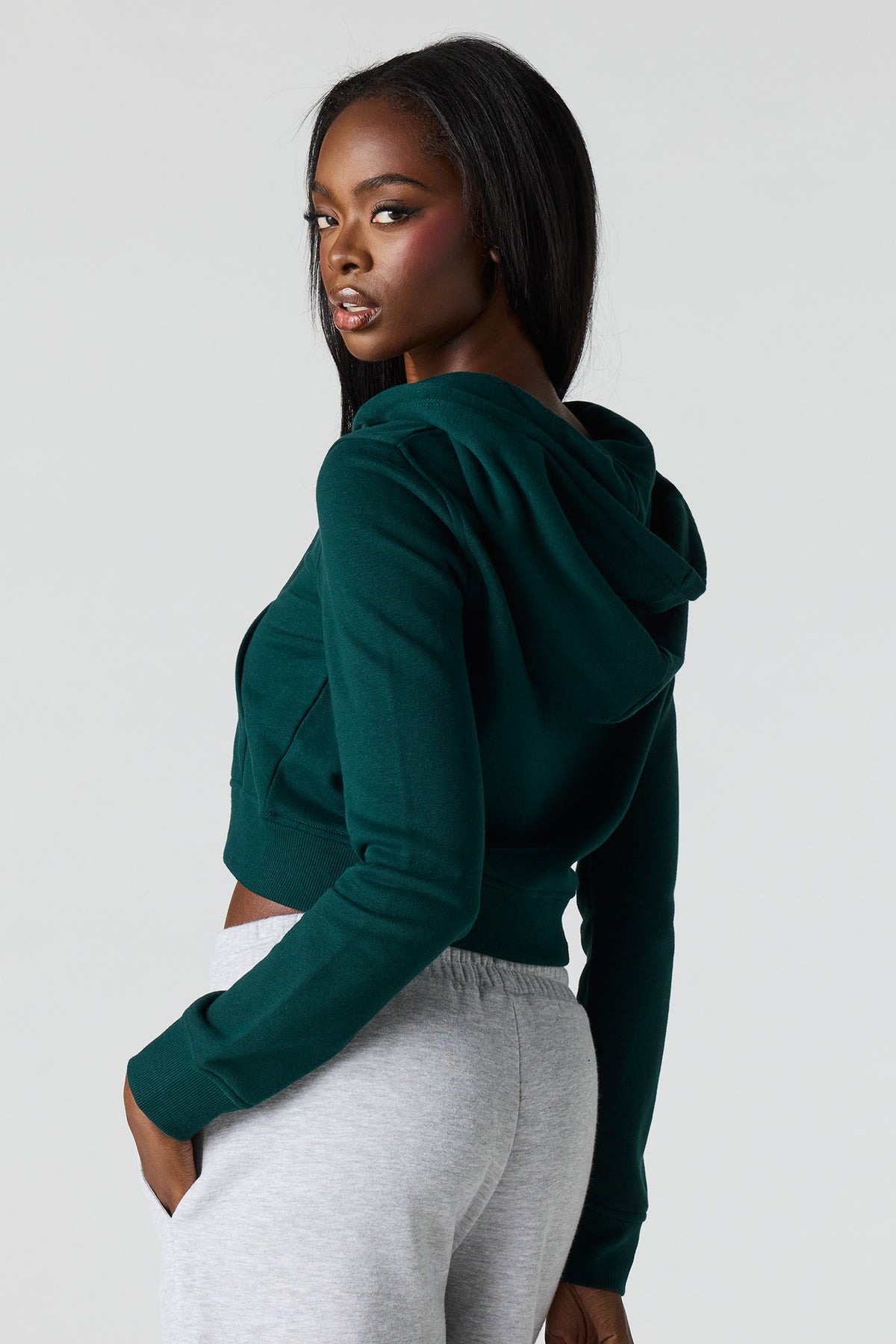 Alt View 14. Luxe French Terry Zip Cropped Hoodie - Pink