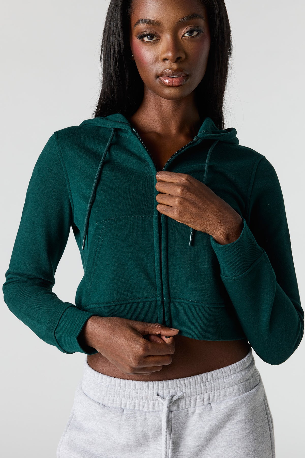 Alt View 16. Luxe French Terry Zip Cropped Hoodie - Pink