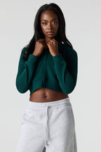 Luxe French Terry Zip Cropped Hoodie