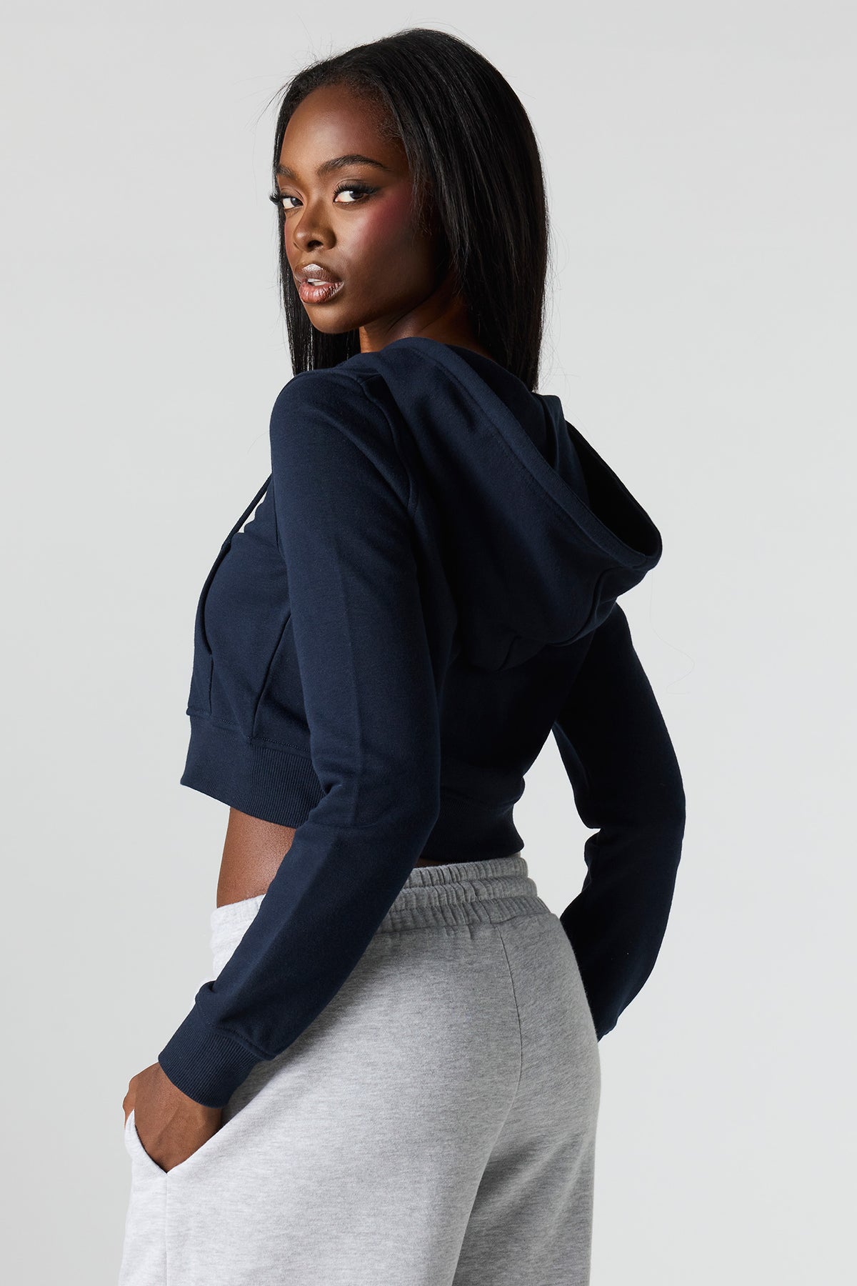 Alt View 18. Luxe French Terry Zip Cropped Hoodie - Pink
