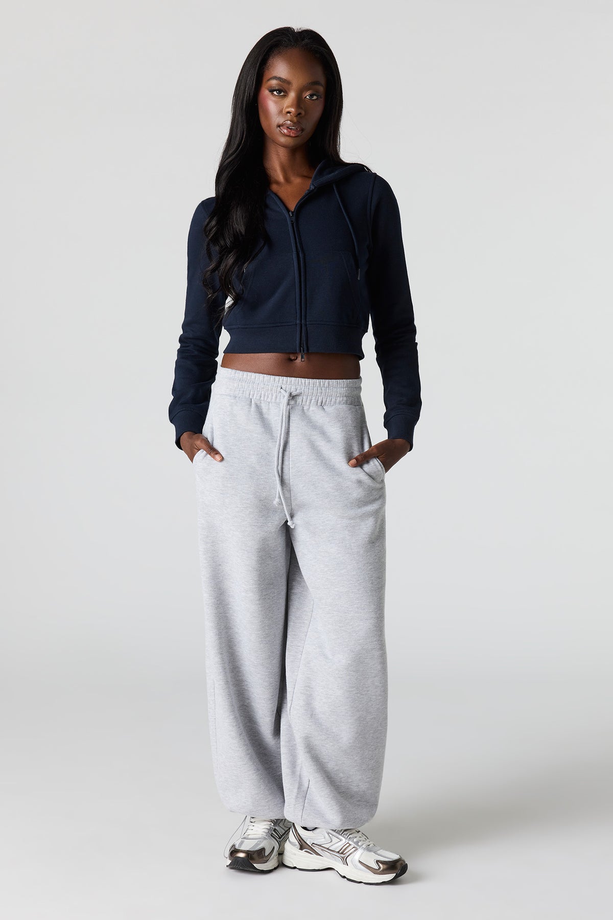 Alt View 19. Luxe French Terry Zip Cropped Hoodie - Pink