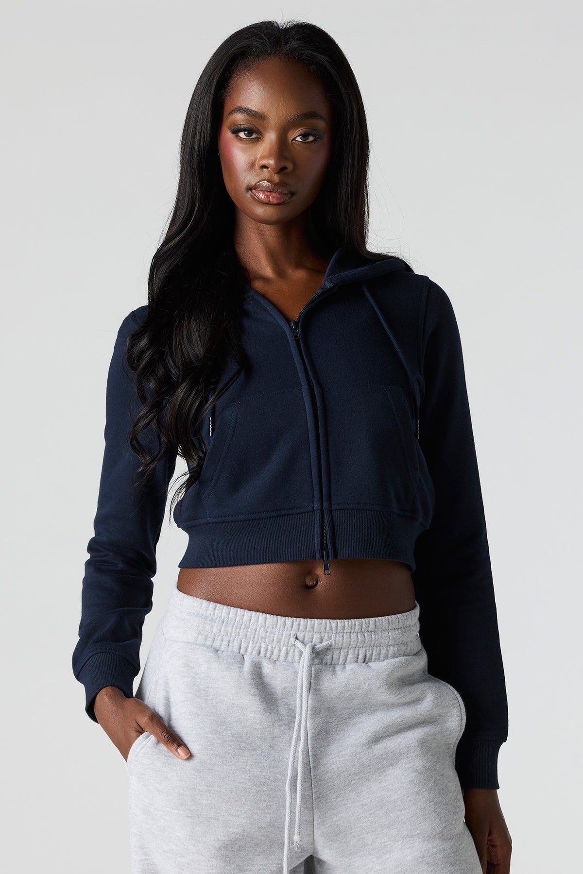 Alt View 17. Luxe French Terry Zip Cropped Hoodie - Pink
