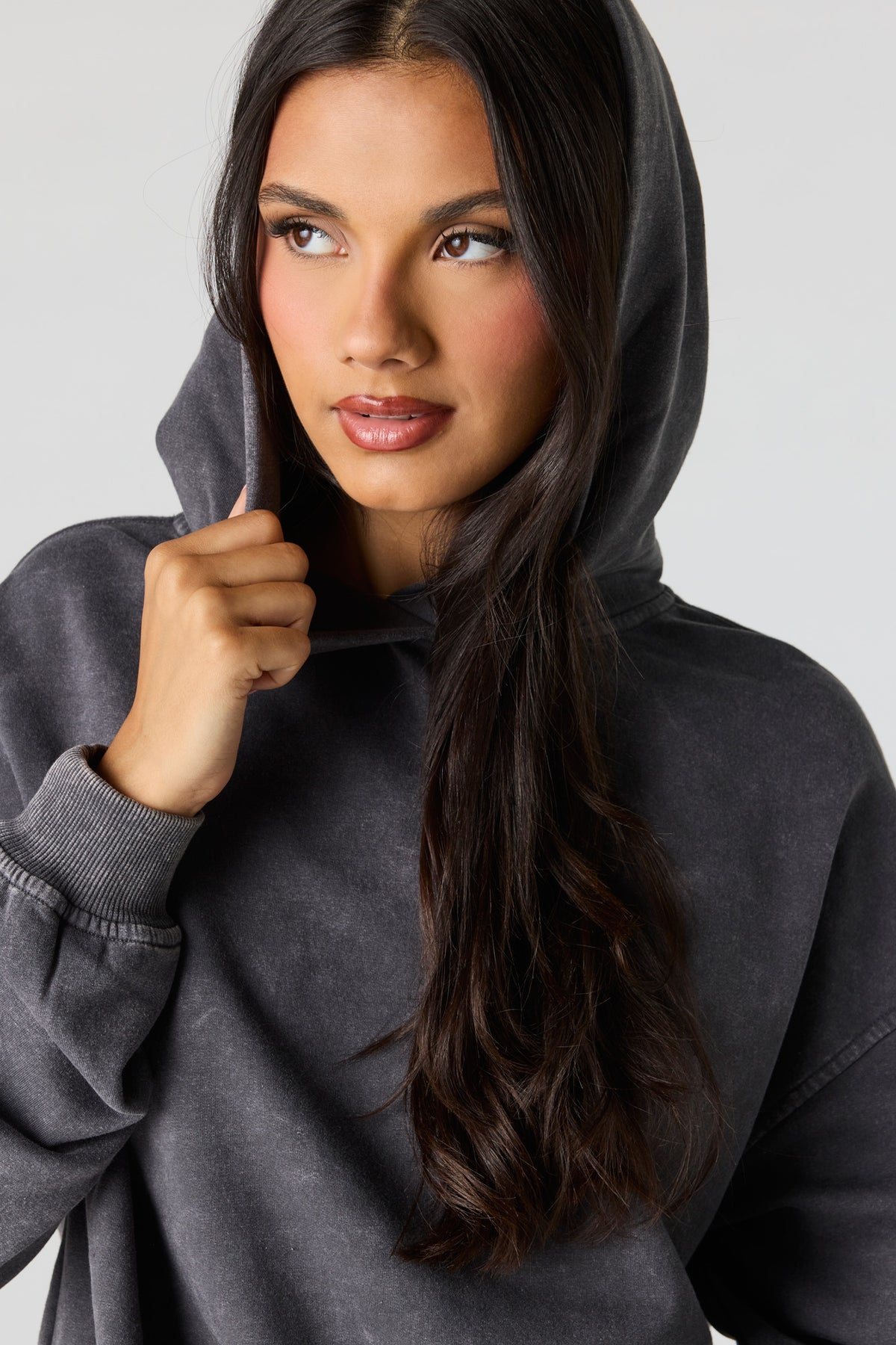 Alt View 4. Luxe Fleece Washed Favourite Hoodie - Grey Blue