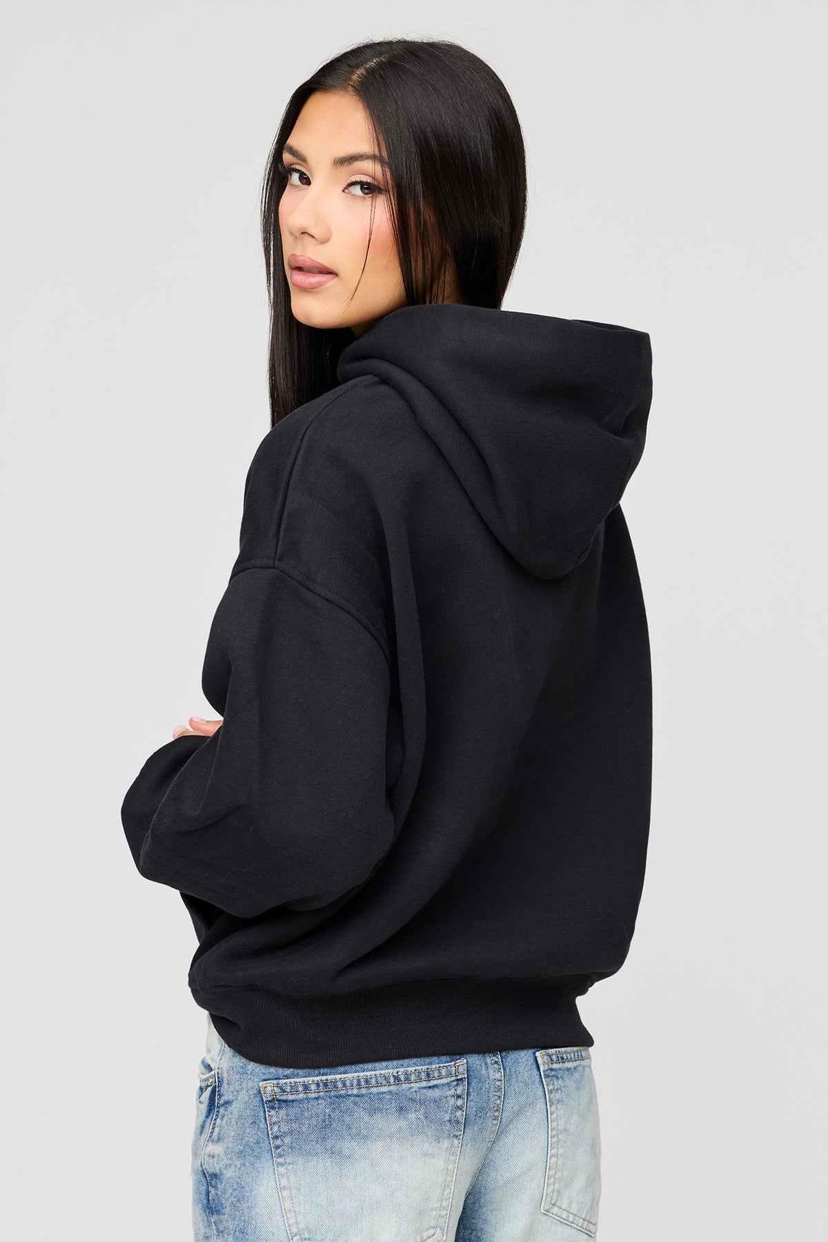 Alt View 2. Luxe Fleece Boyfriend Hoodie - Black