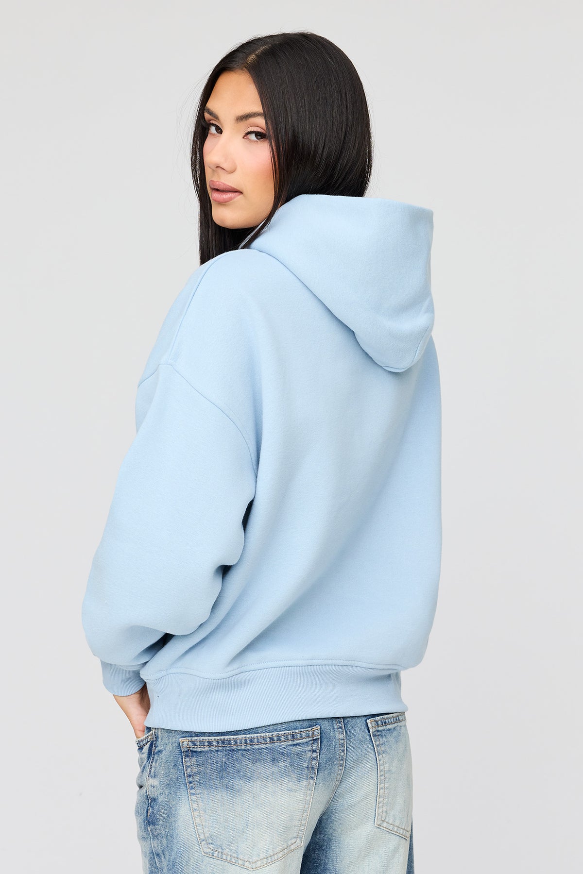 Alt View 2. Luxe Fleece Boyfriend Hoodie - Light Blue