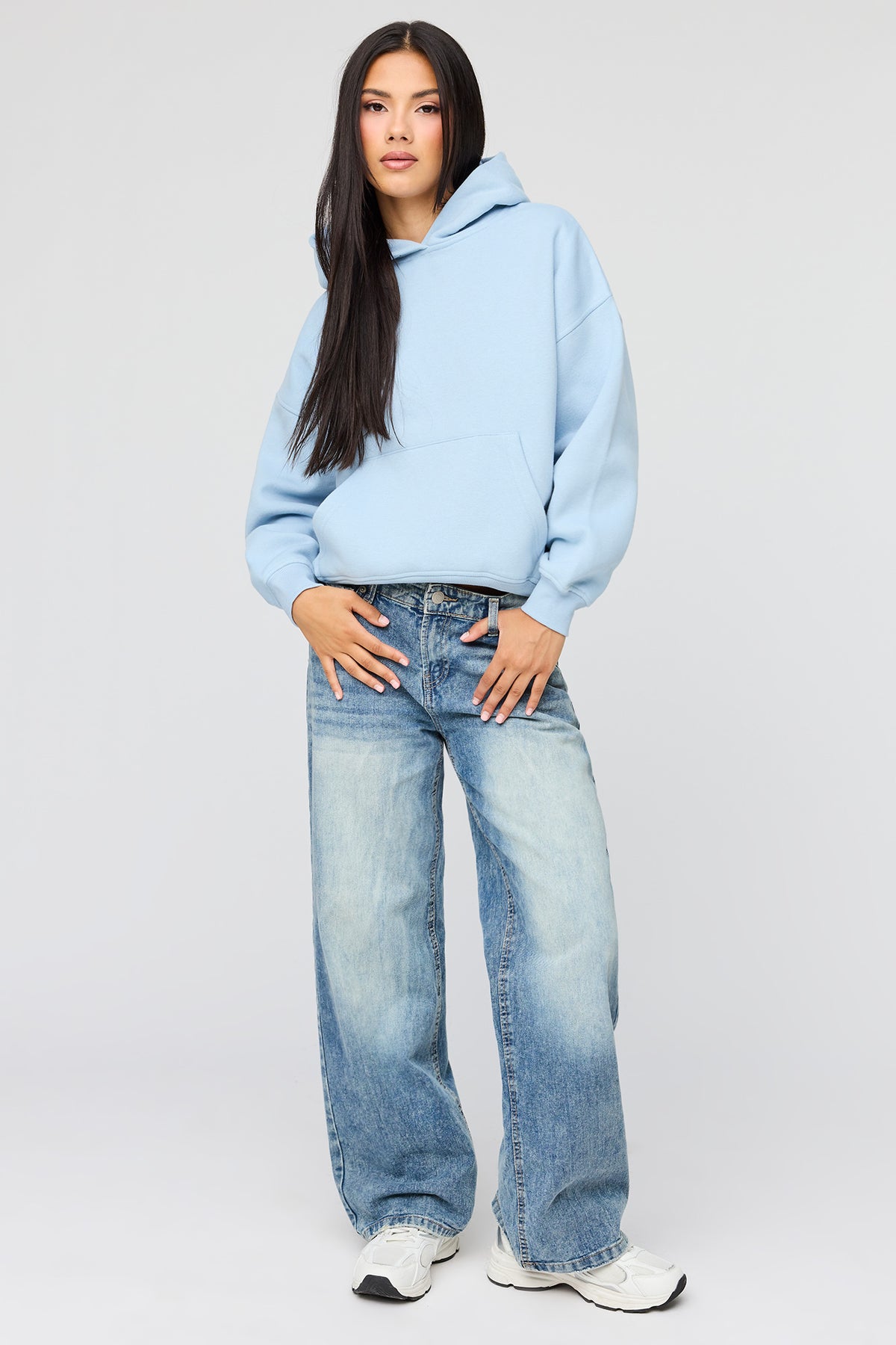Alt View 3. Luxe Fleece Boyfriend Hoodie - Light Blue