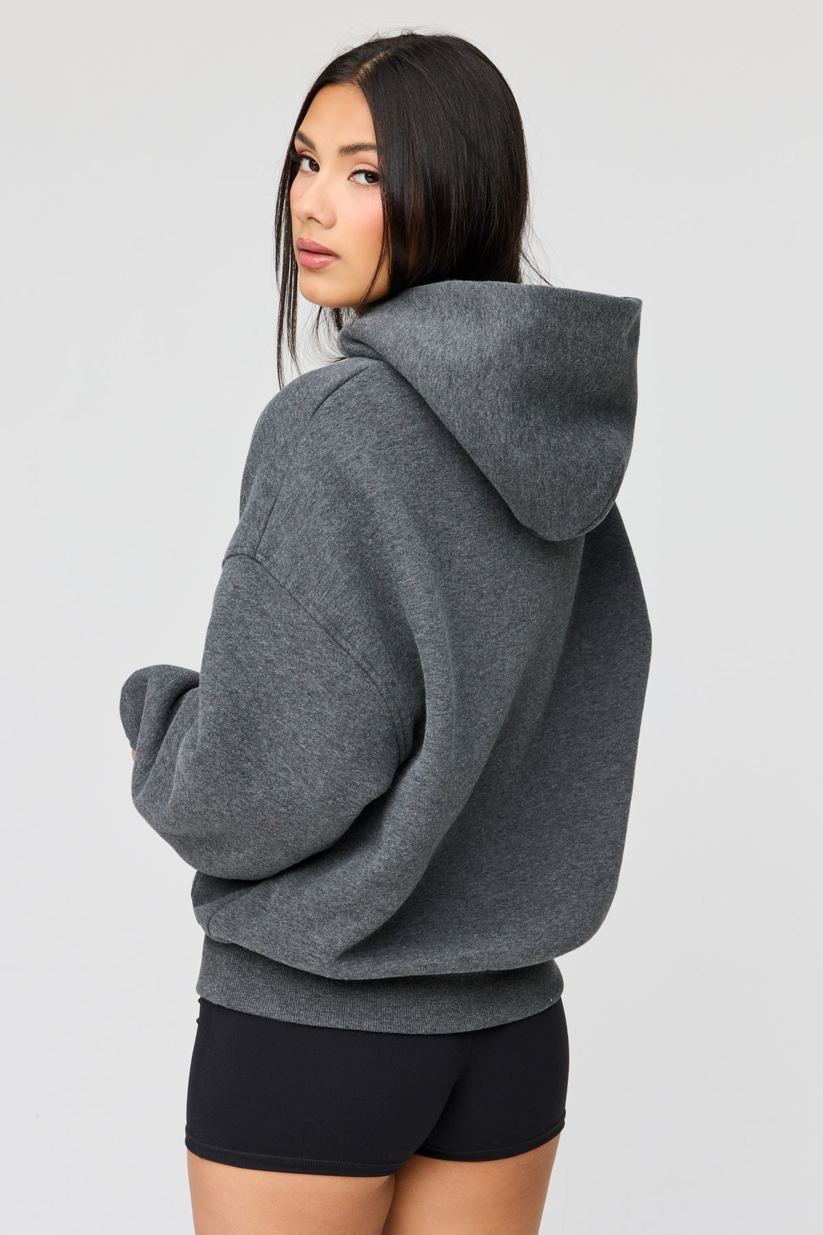 Alt View 2. Luxe Fleece Boyfriend Hoodie - Charcoal