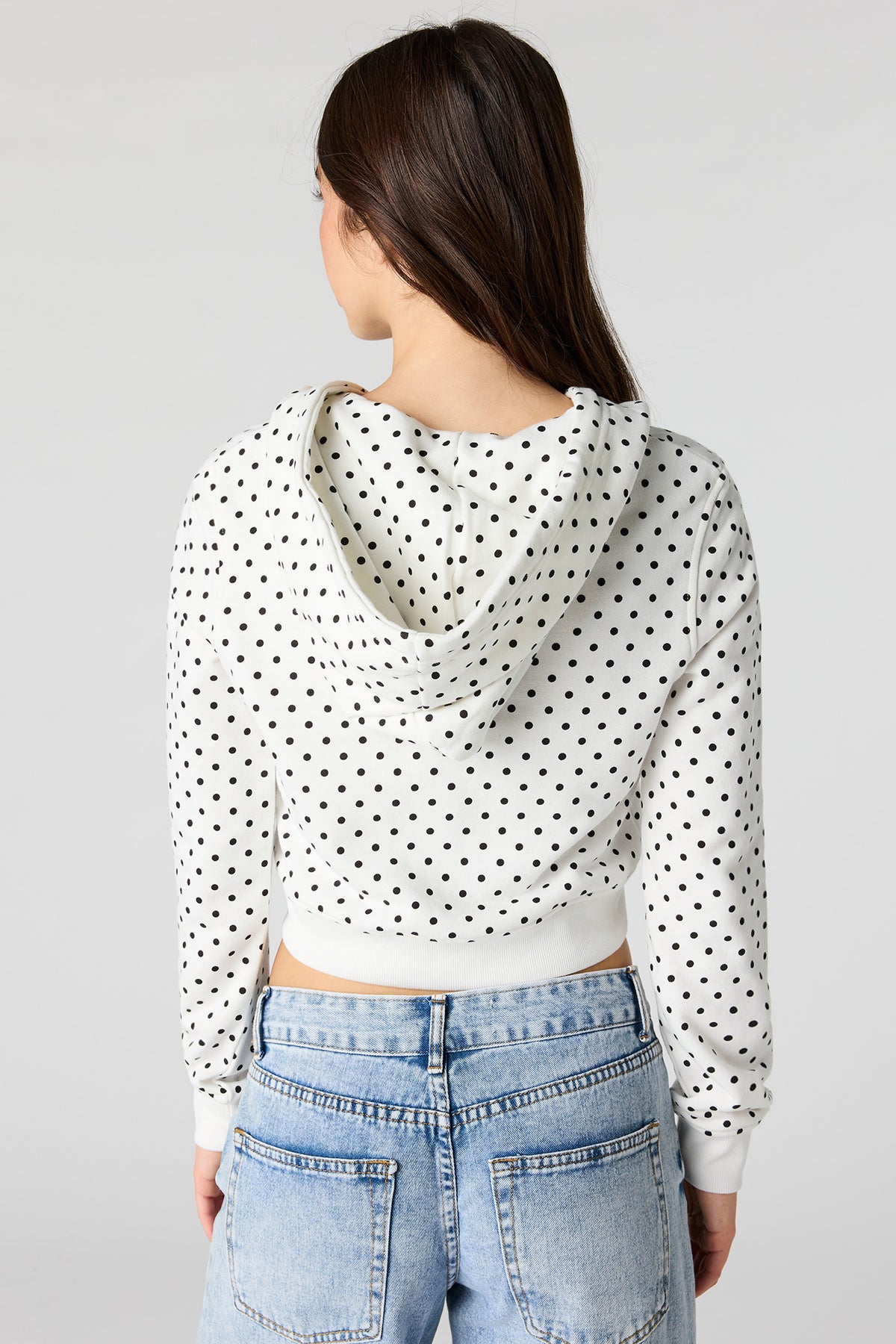 Alt View 2. Luxe French Terry Polka Dot Zip Hoodie - White