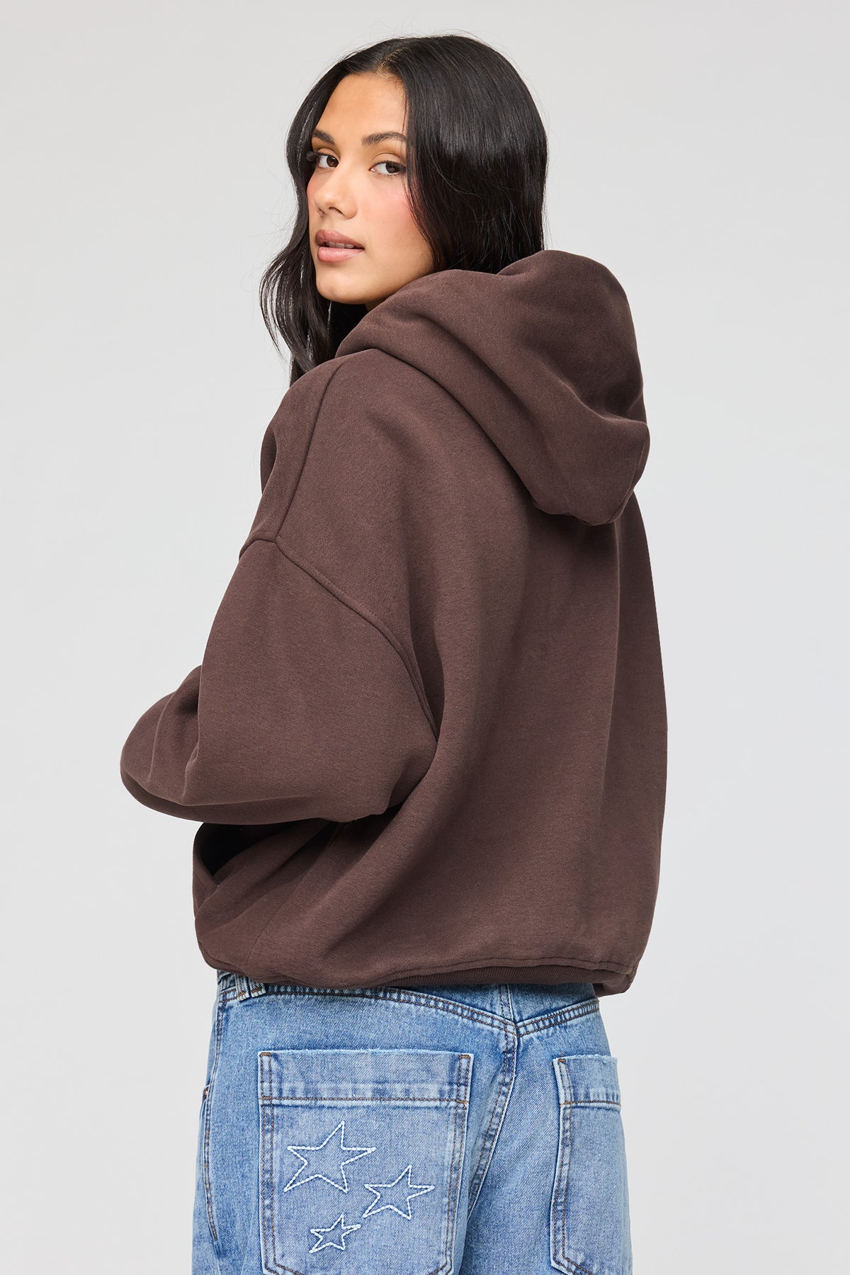 Alt View 2. Luxe Fleece Boyfriend Hoodie - Brown