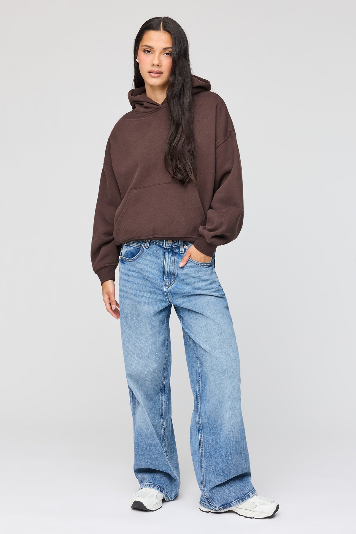 Alt View 3. Luxe Fleece Boyfriend Hoodie - Brown