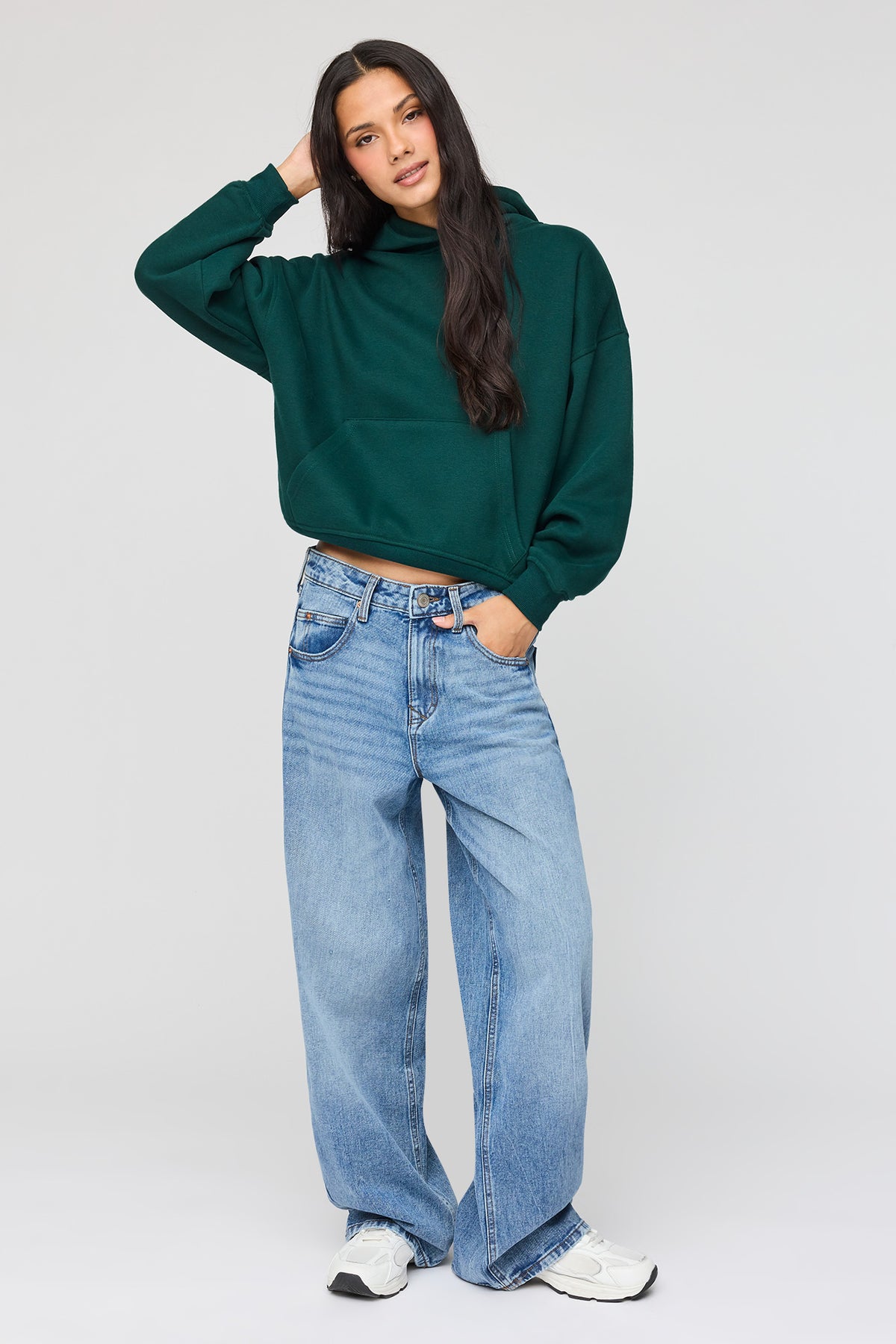 Alt View 3. Luxe Fleece Boyfriend Hoodie - Green