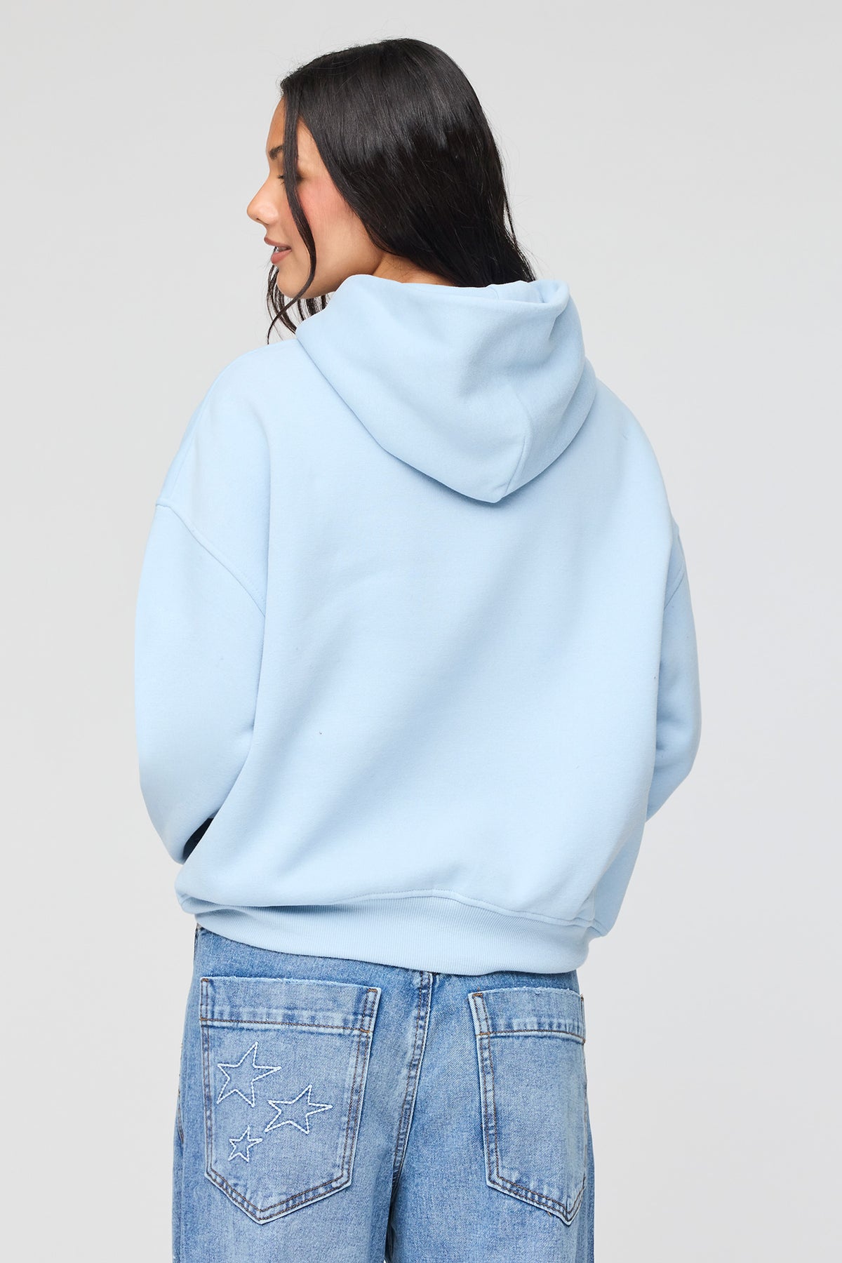 Alt View 2. Luxe Fleece Boyfriend Hoodie - Light Blue