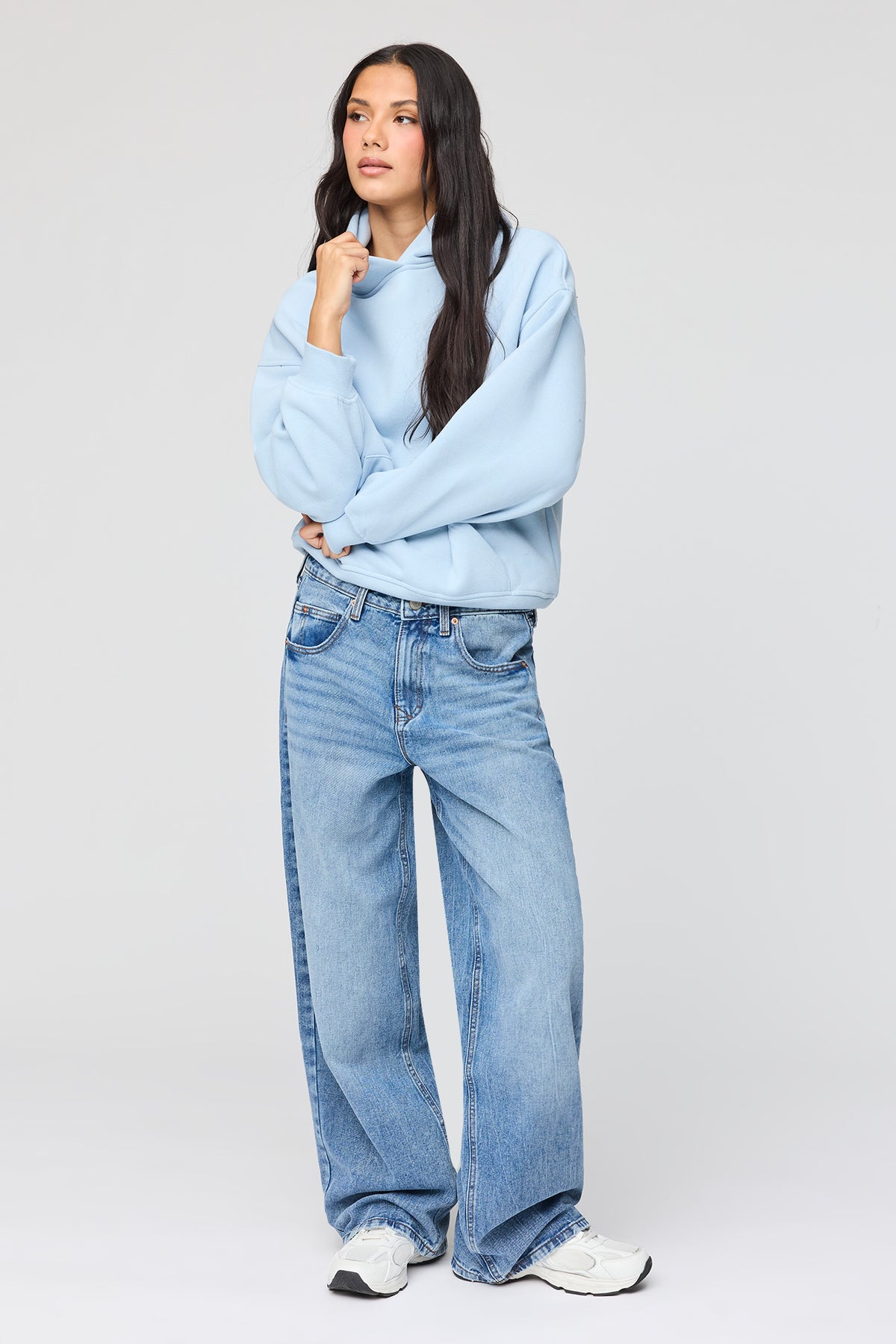 Alt View 3. Luxe Fleece Boyfriend Hoodie - Light Blue