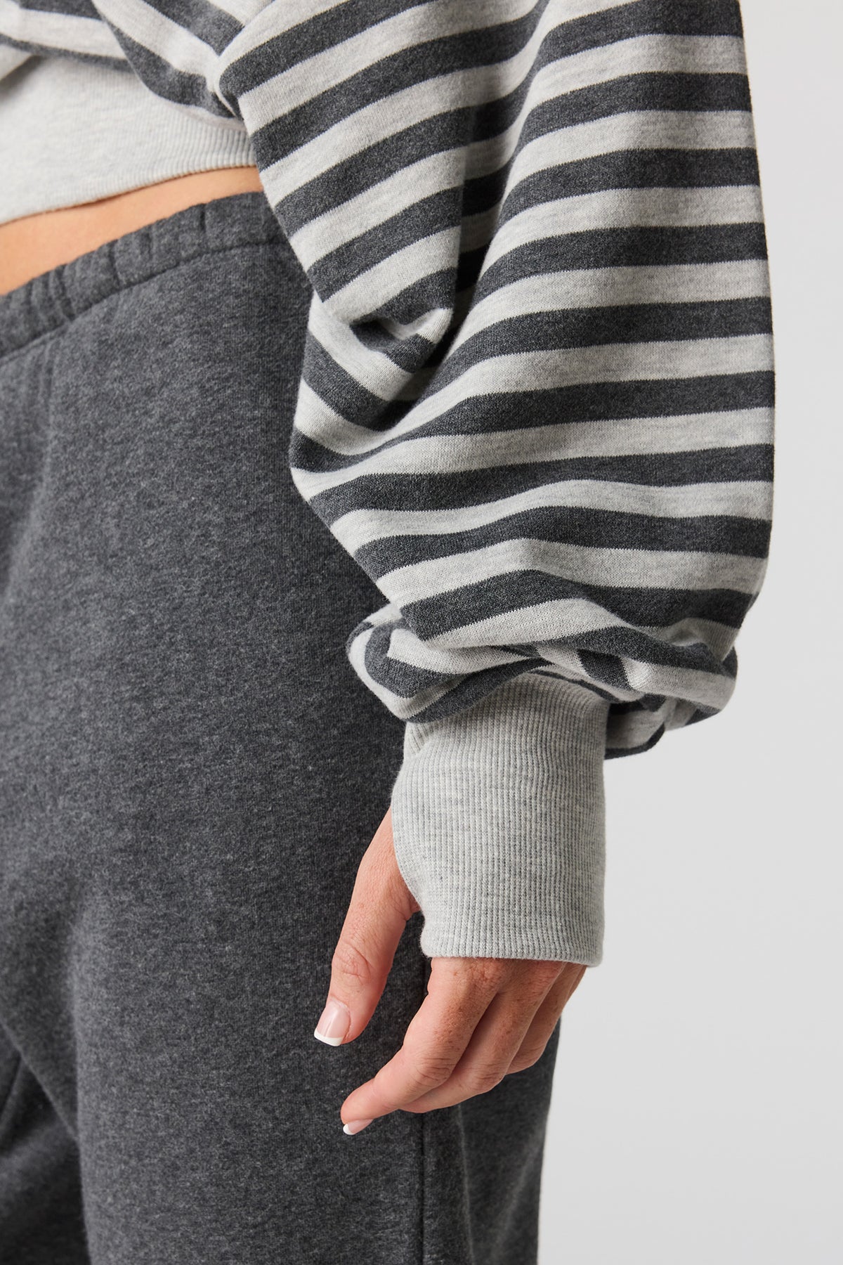 Alt View 4. Luxe French Terry Off Shoulder Sweatshirt - Dark Grey