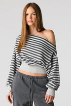 Luxe French Terry Off Shoulder Sweatshirt