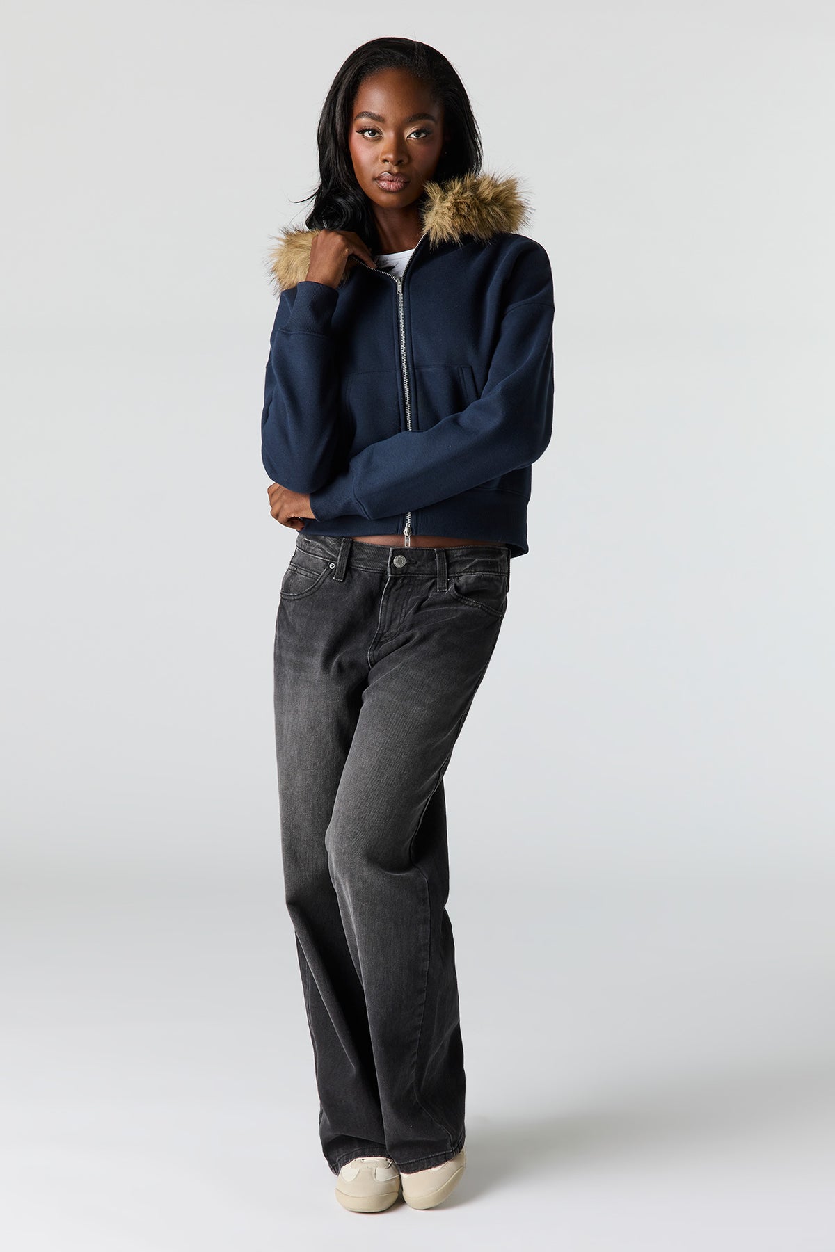 Alt View 19. Luxe Fleece Fur Trim Boyfriend Zip Hoodie - Light Pink