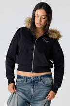 Luxe Fleece Boyfriend Zip Faux Fur Hoodie