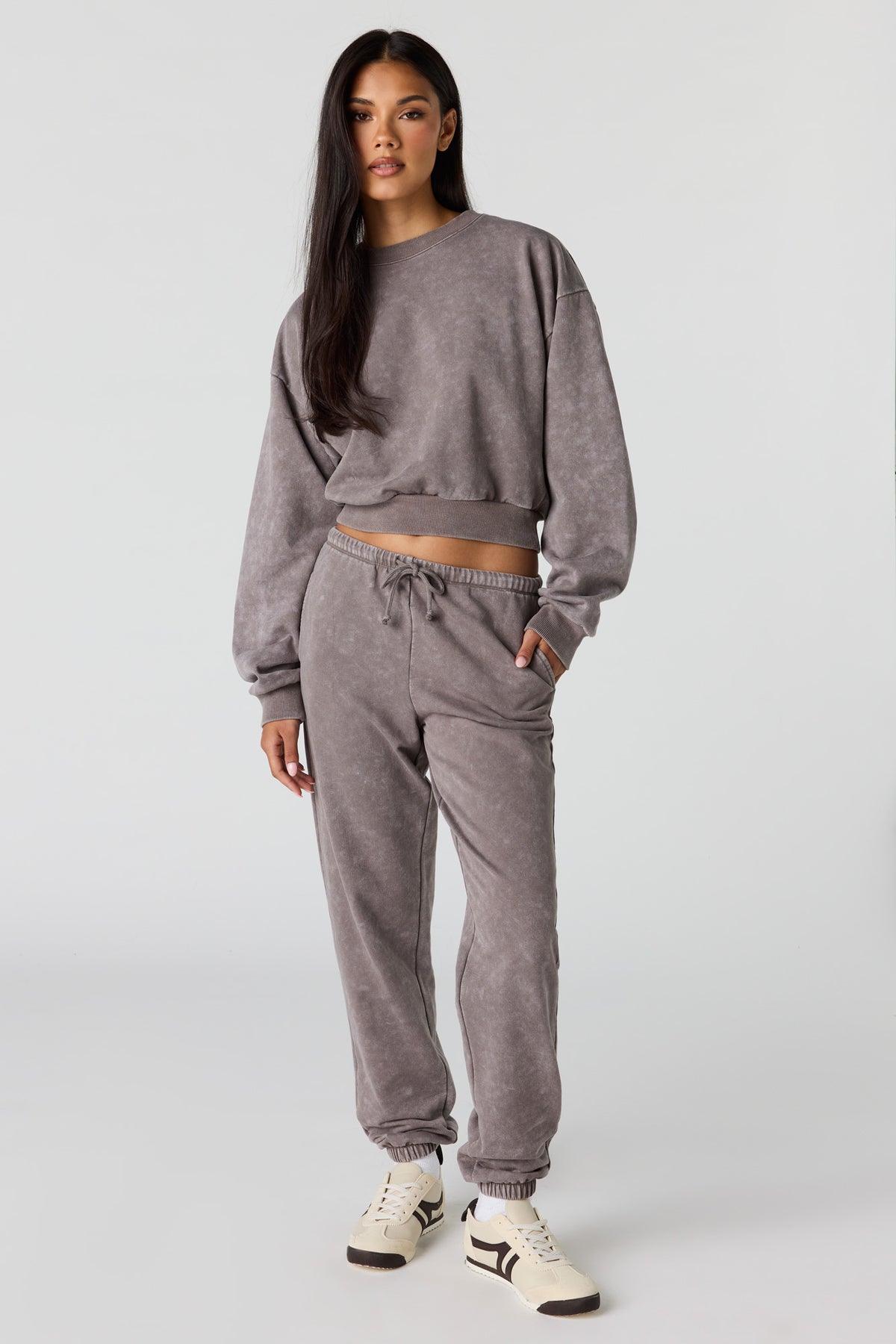 Alt View 3. Luxe Fleece Washed Boxy Sweatshirt - Sand