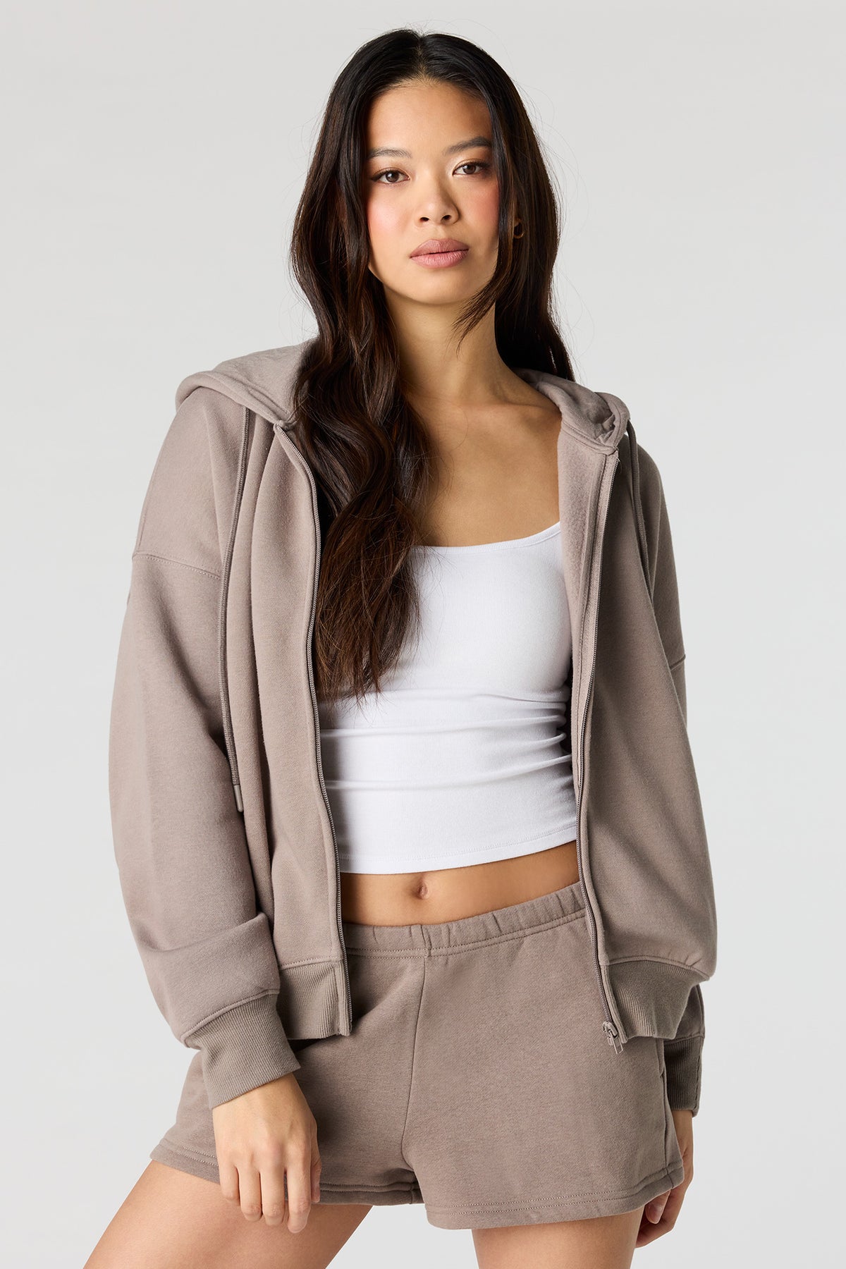 Luxe Fleece Favourite Zip Hoodie - Taupe