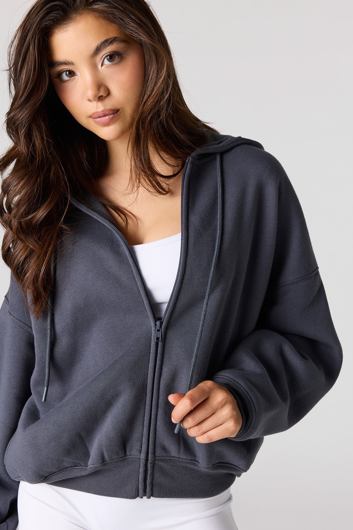 Alt View 4. Luxe Fleece Favourite Zip Hoodie - Dark Grey