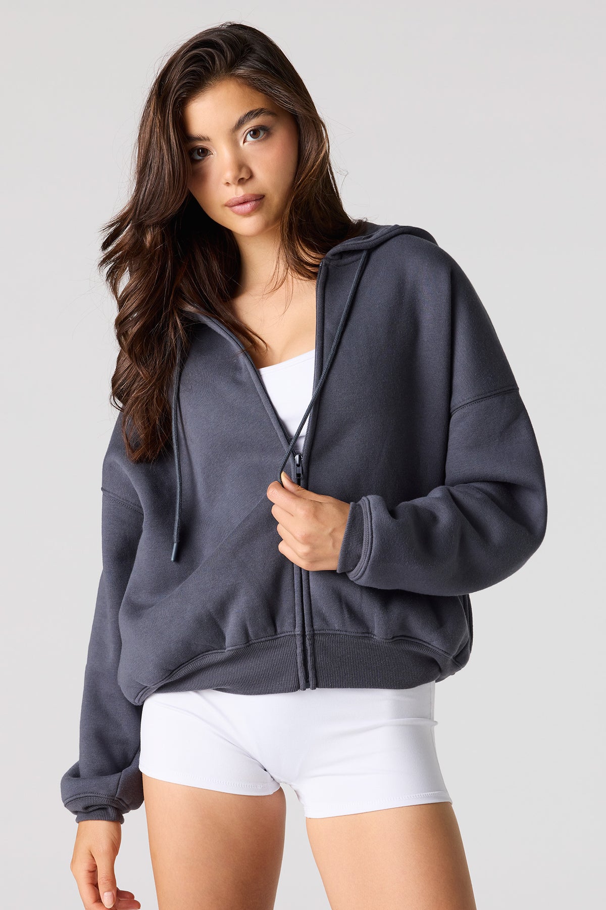 Luxe Fleece Favourite Zip Hoodie - Dark Grey