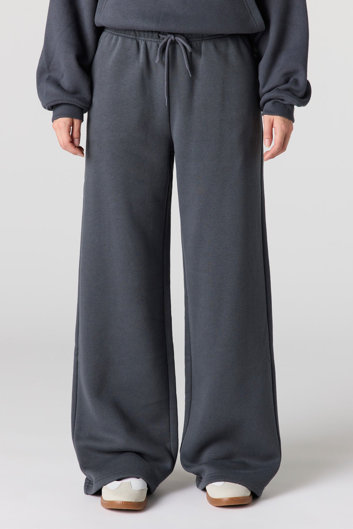 Alt View 2. Luxe Fleece Graphic Wide Leg Sweatpant - Dark Grey