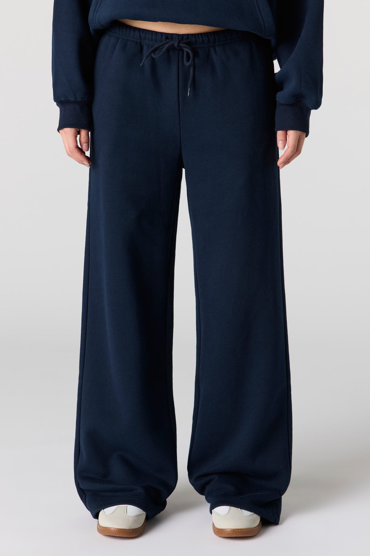 Alt View 2. Luxe Fleece Graphic Wide Leg Sweatpant - Dark Blue