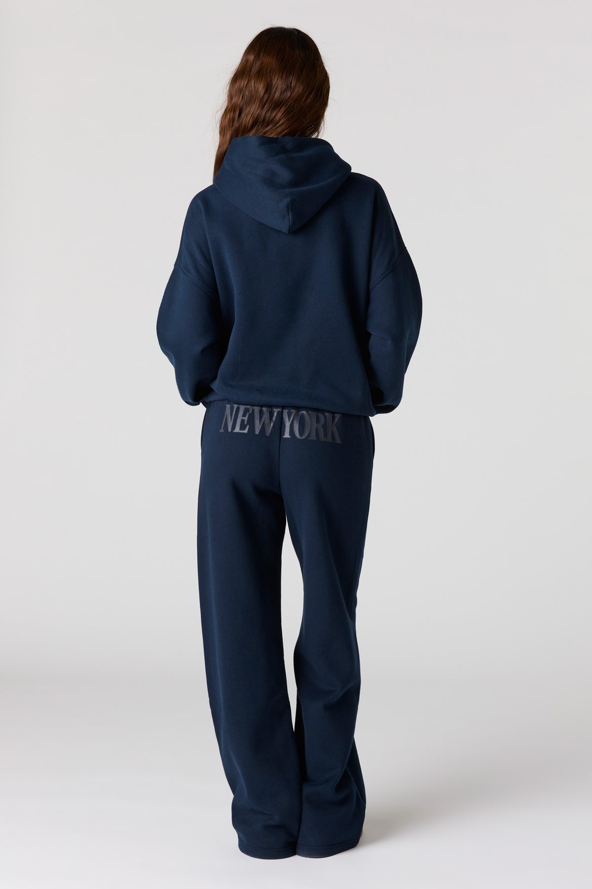 Alt View 3. Luxe Fleece Graphic Wide Leg Sweatpant - Dark Blue