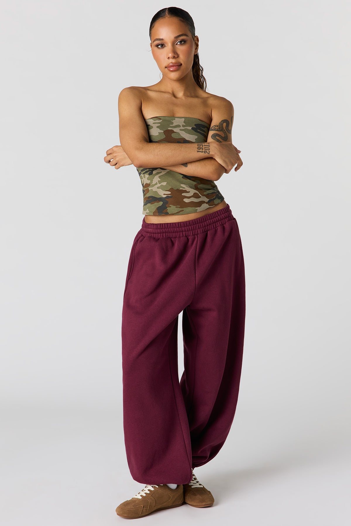 Jogger baggy de coupe garçonne en molleton de luxe
