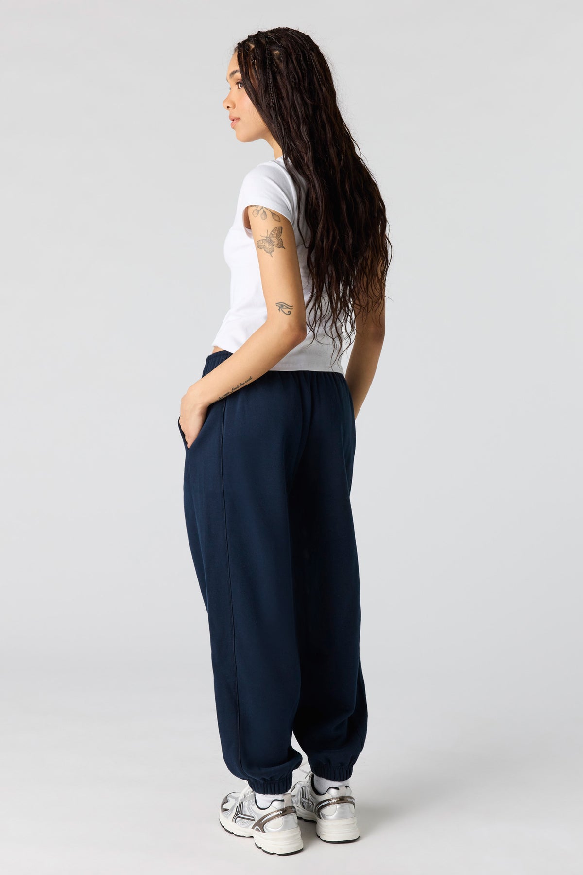 Alt View 3. Luxe Fleece Baggy Jogger - Dark Blue