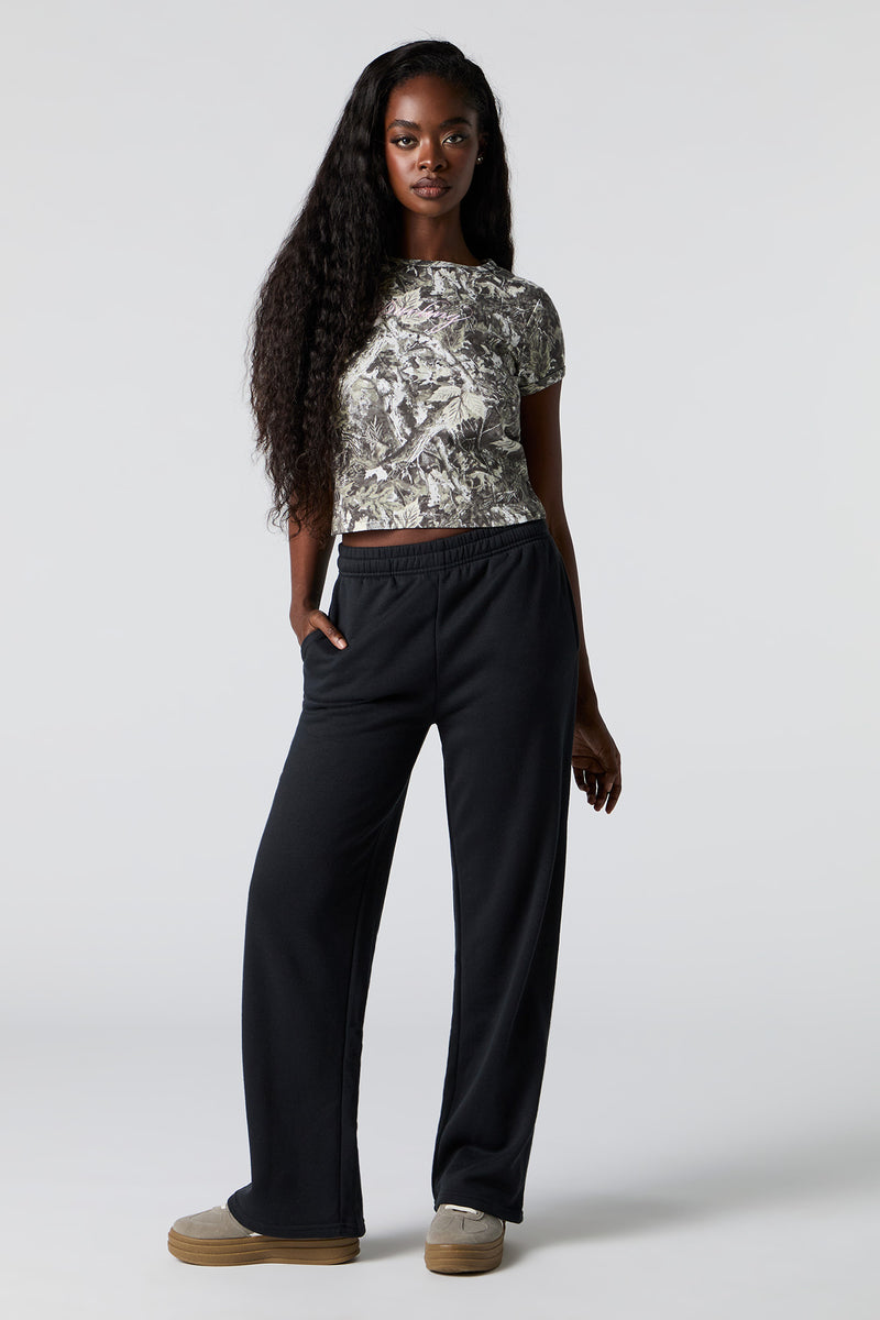 Pantalon en molleton à jambe large