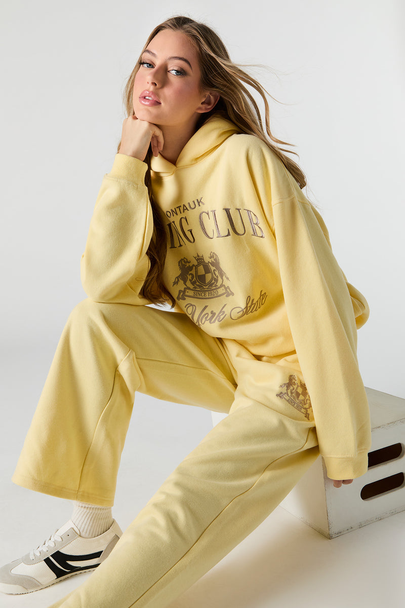 Pantalon en molleton à jambe large et imprimé Destination