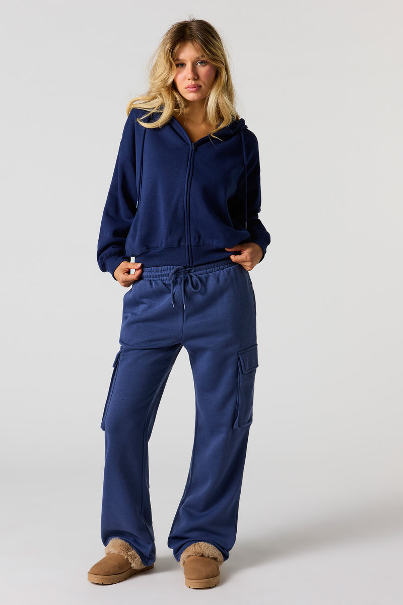 Fleece Wide Leg Cargo Sweatpant