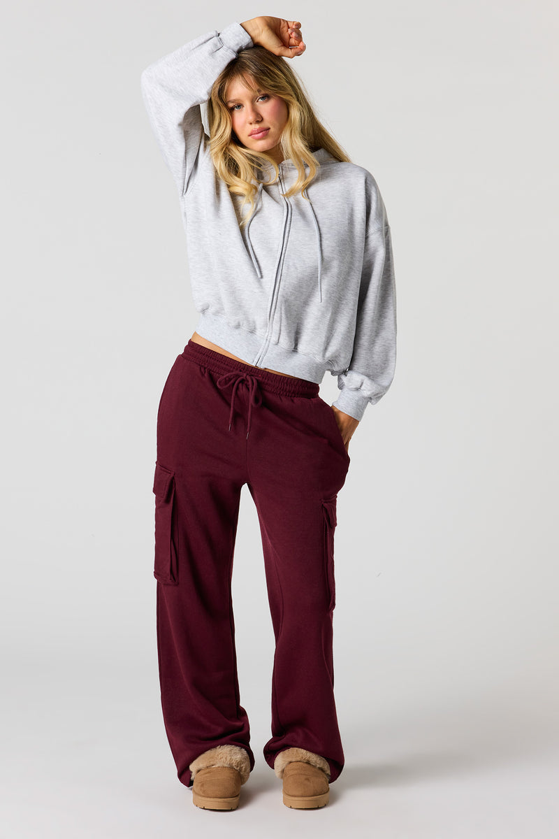 Fleece Wide Leg Cargo Sweatpant