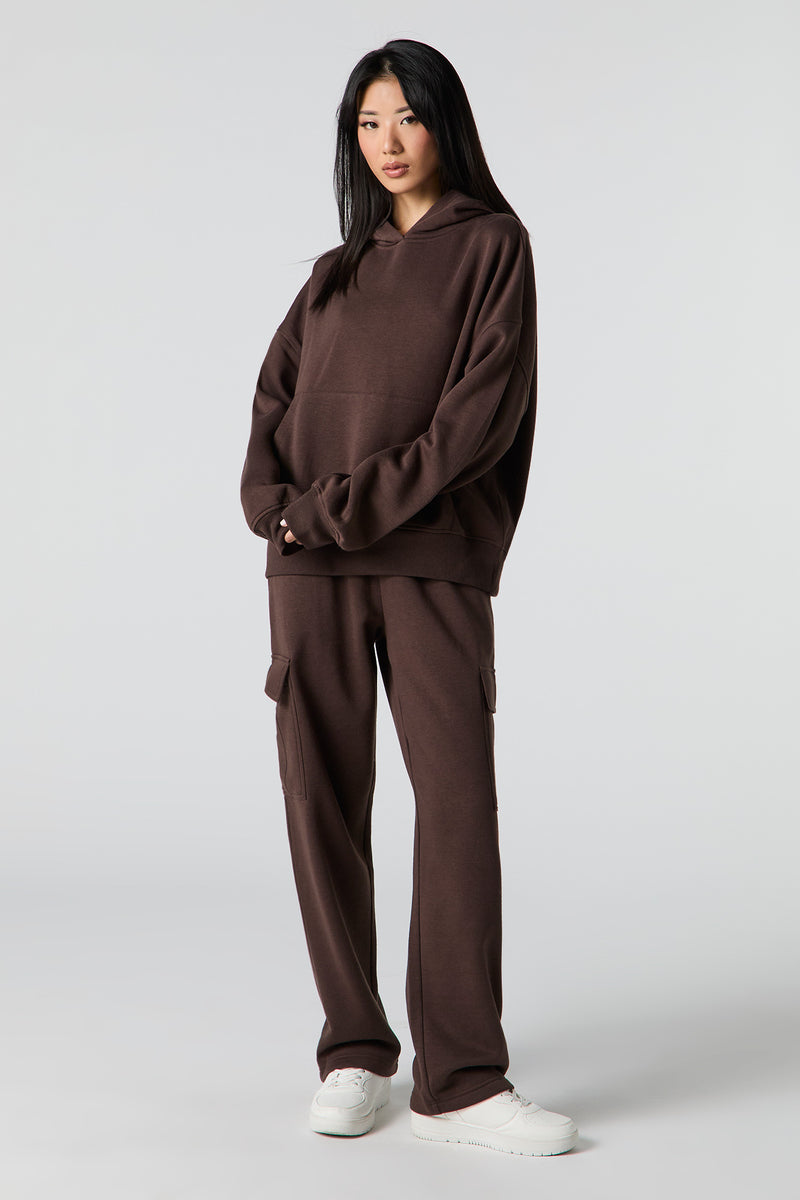 Fleece Wide Leg Cargo Jogger