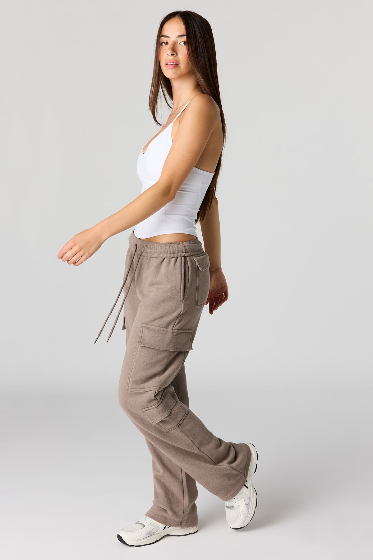 Alt View 4. Luxe Fleece Cargo Sweatpant - Taupe